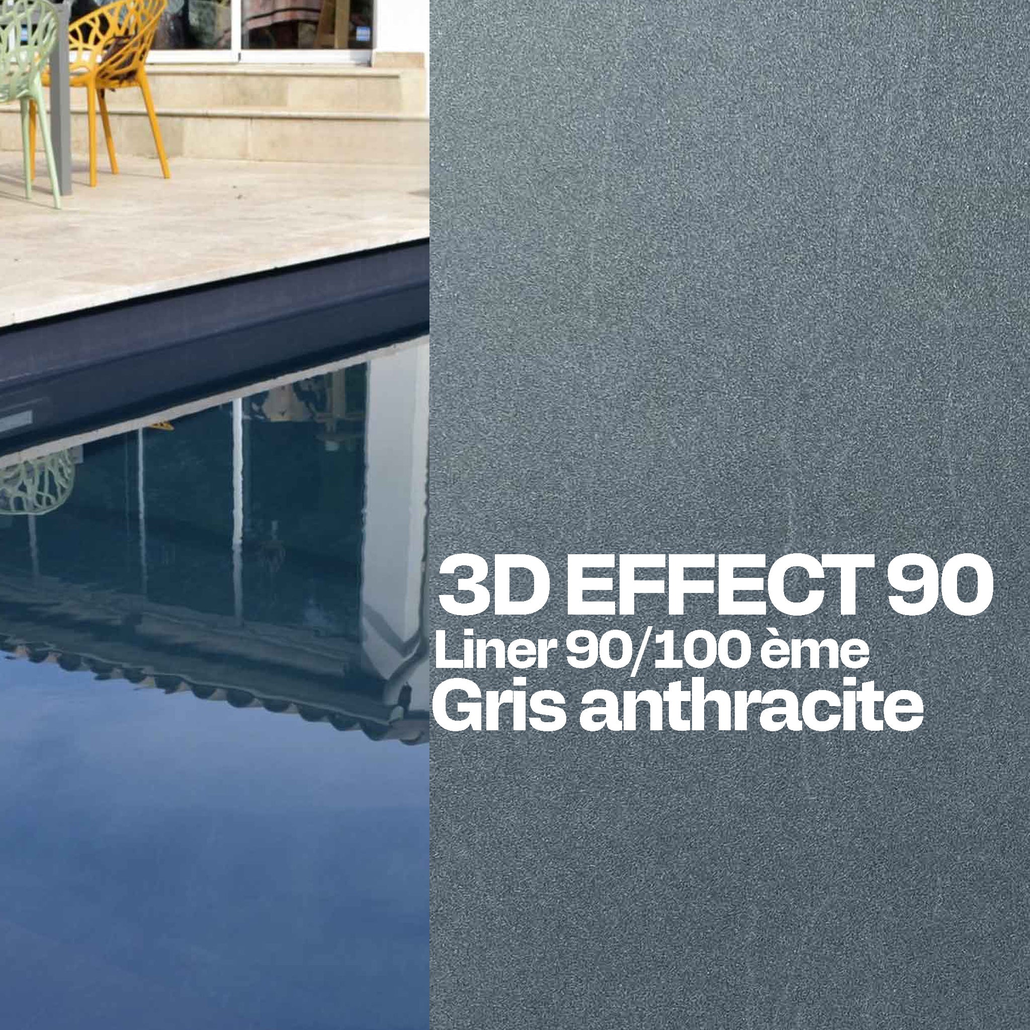 Liner 3D Effect verni sur mesure piscine gris anthracite