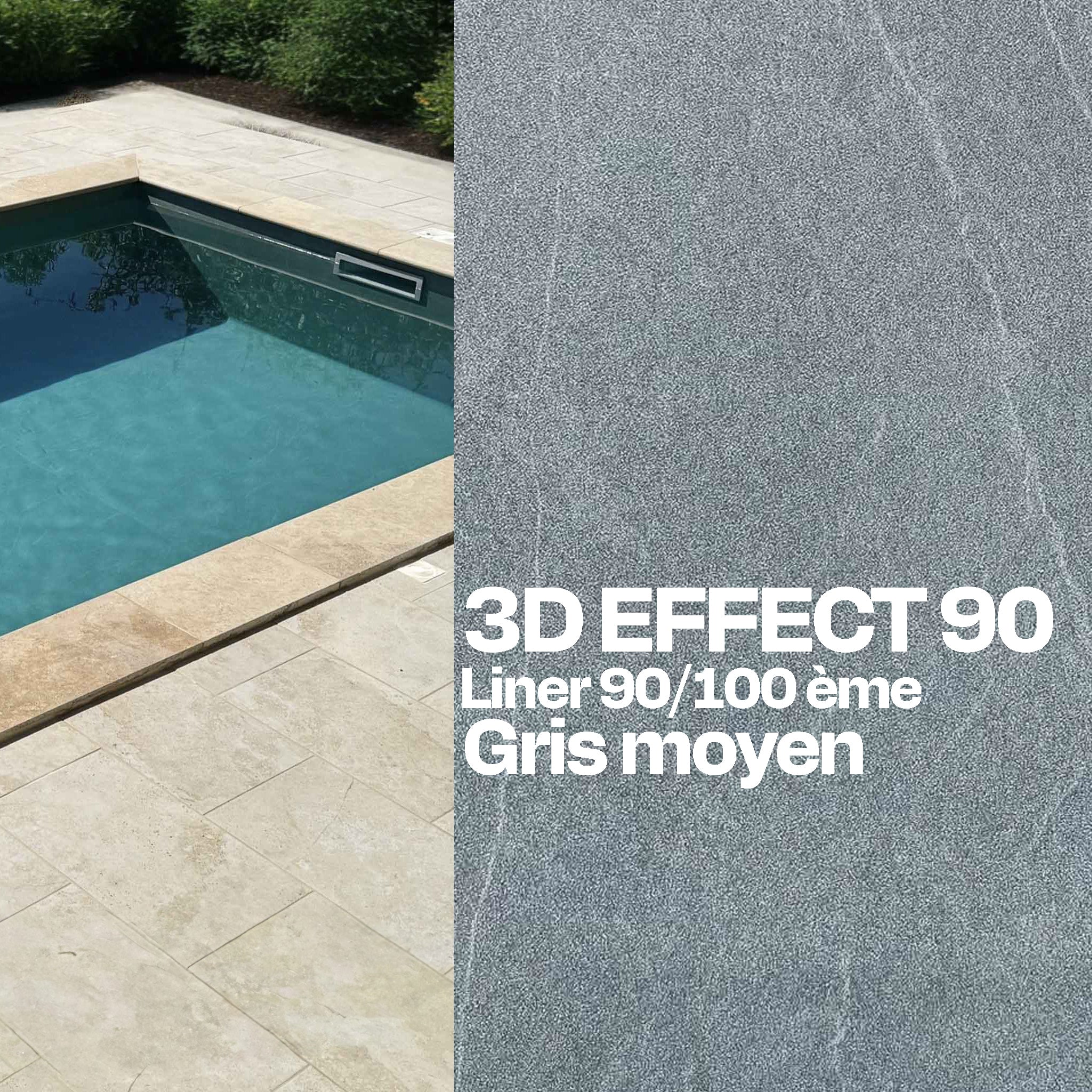 Liner 3D Effect verni sur mesure piscine gris moyen