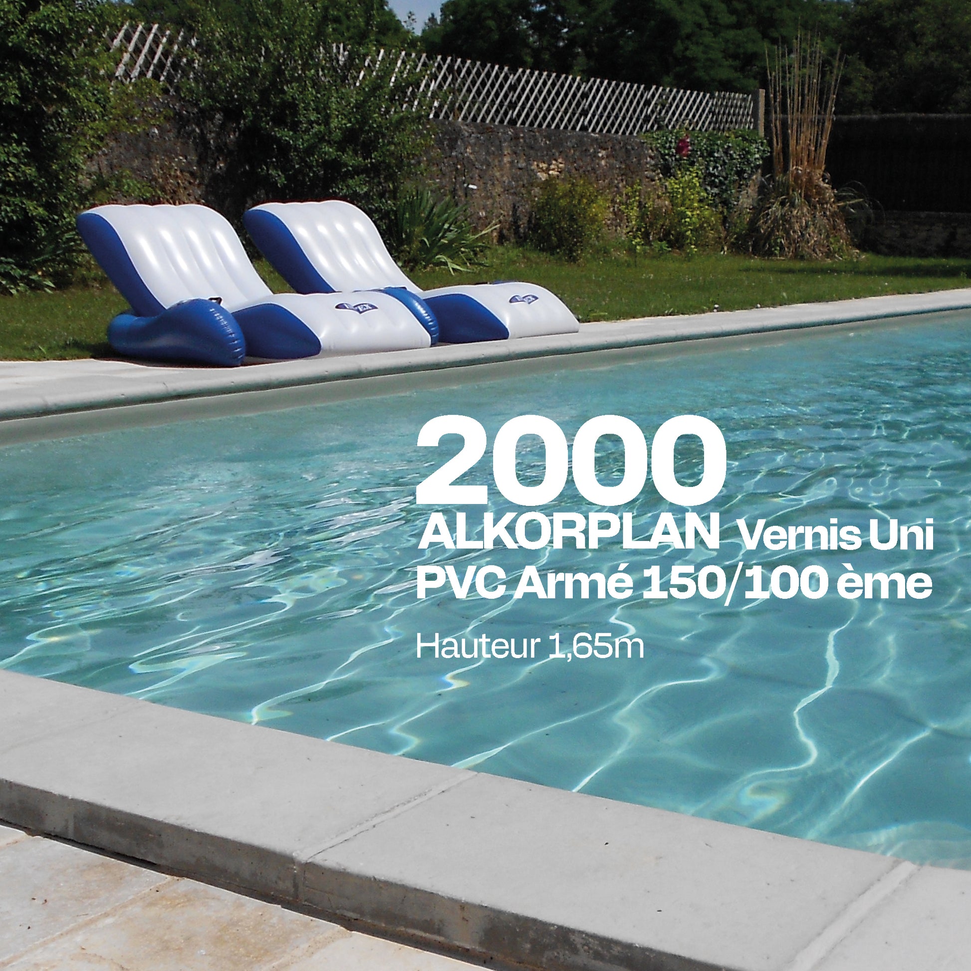 PVC armé Alkorplan 2000 verni piscine 1,65 m x 25 m