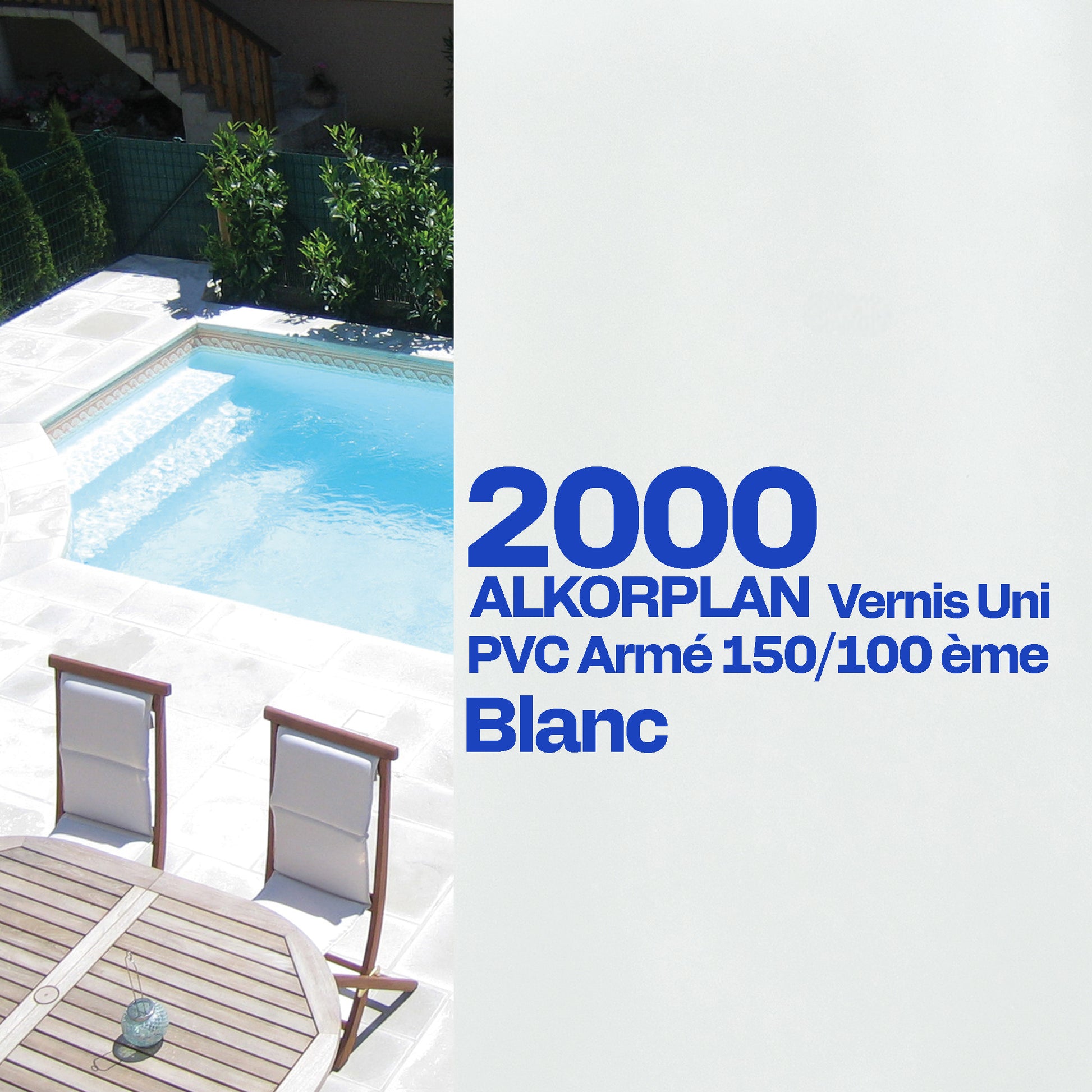 PVC armé Alkorplan 2000 verni piscine 1,65 m x 25 m blanc 