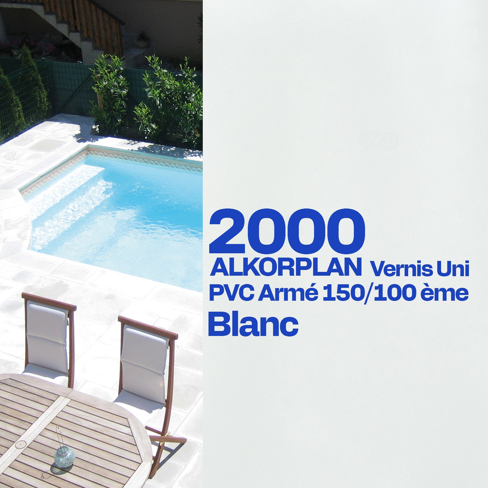 PVC armé Alkorplan 2000 verni piscine 1,65 m x 25 m blanc 