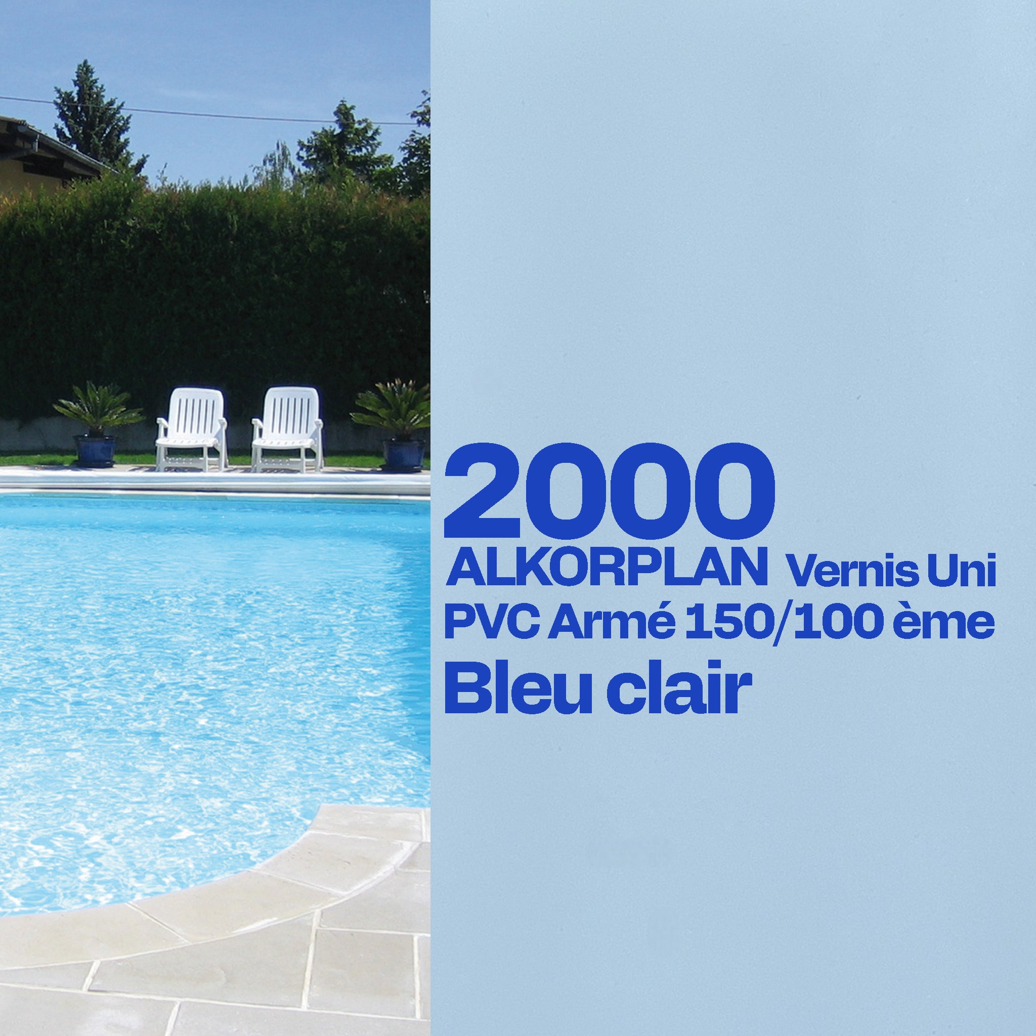 PVC armé Alkorplan 2000 verni 2,05 m piscine bleu clair 