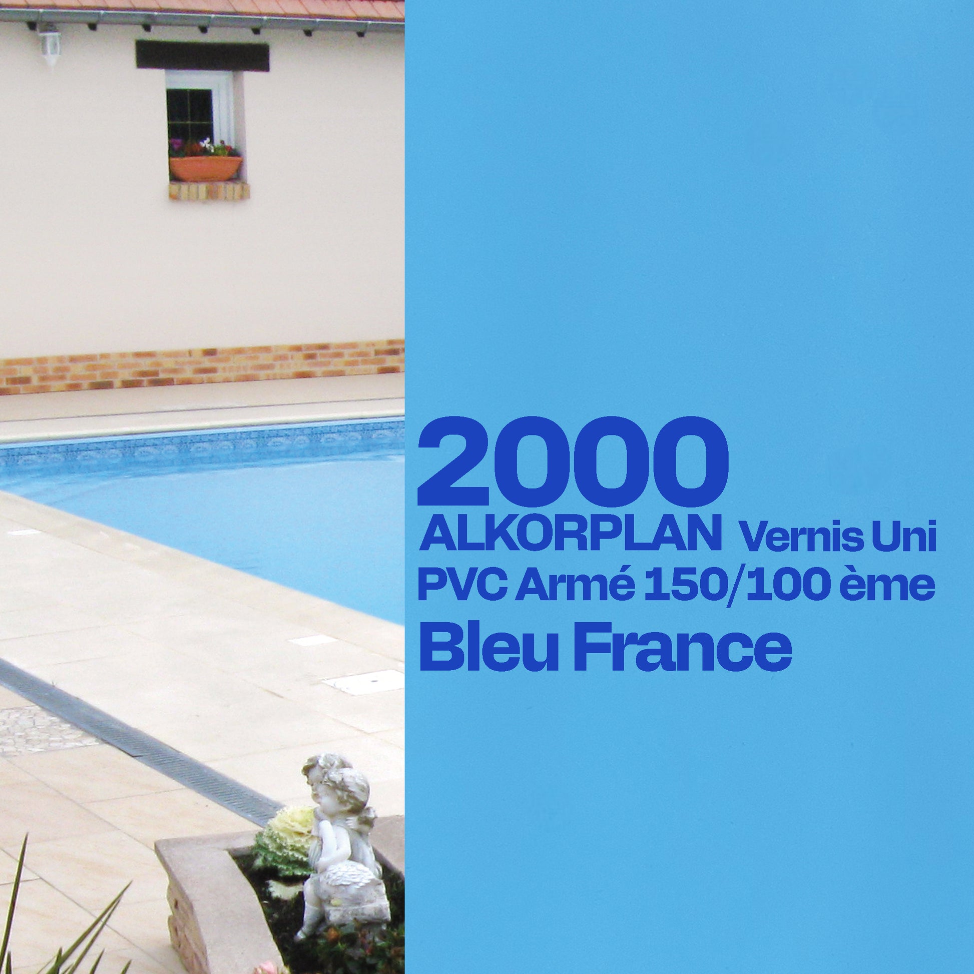 PVC armé Alkorplan 2000 verni piscine 1,65 m x 25 m bleu france 