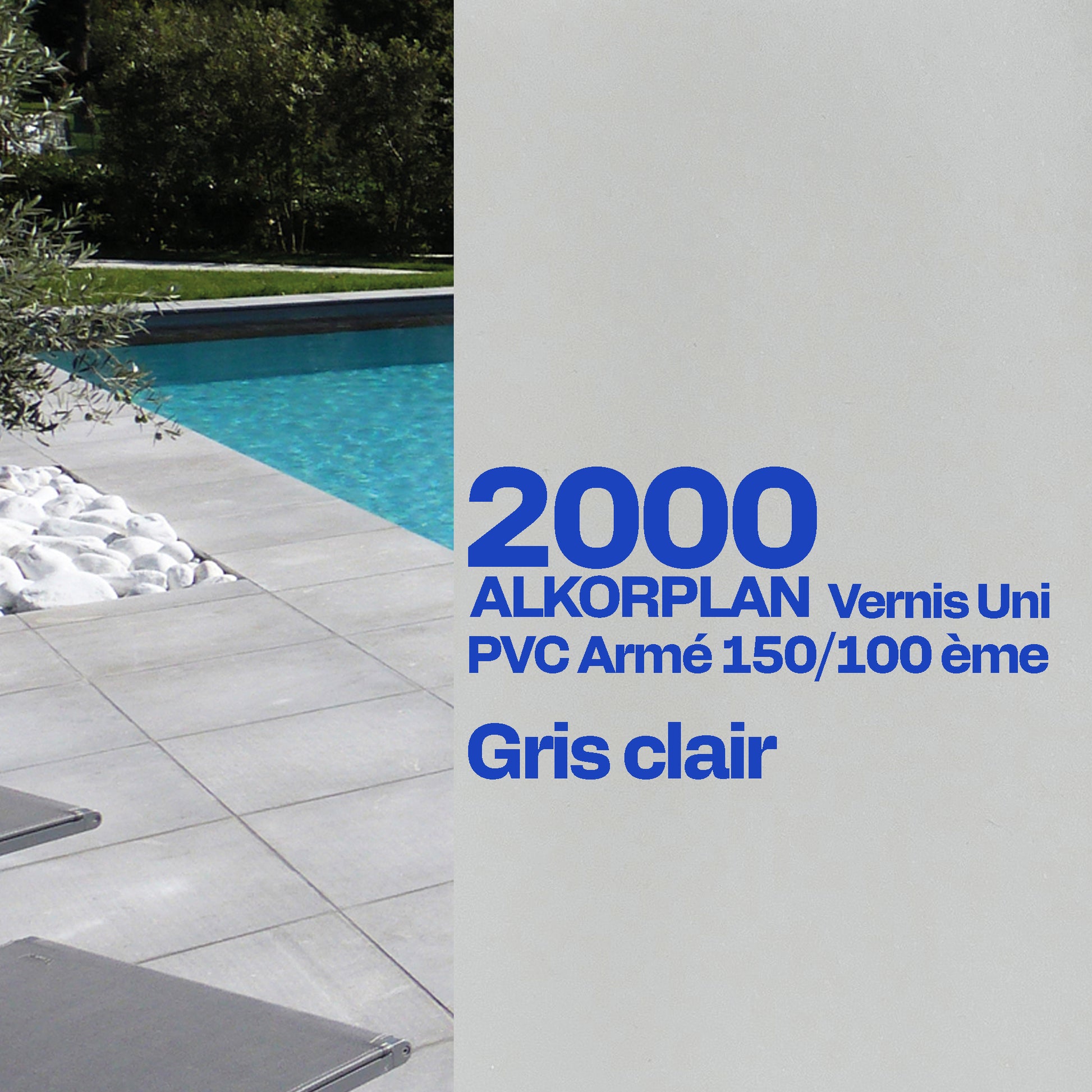 PVC armé Alkorplan 2000 verni piscine 1,65 m x 25 m gris clair 