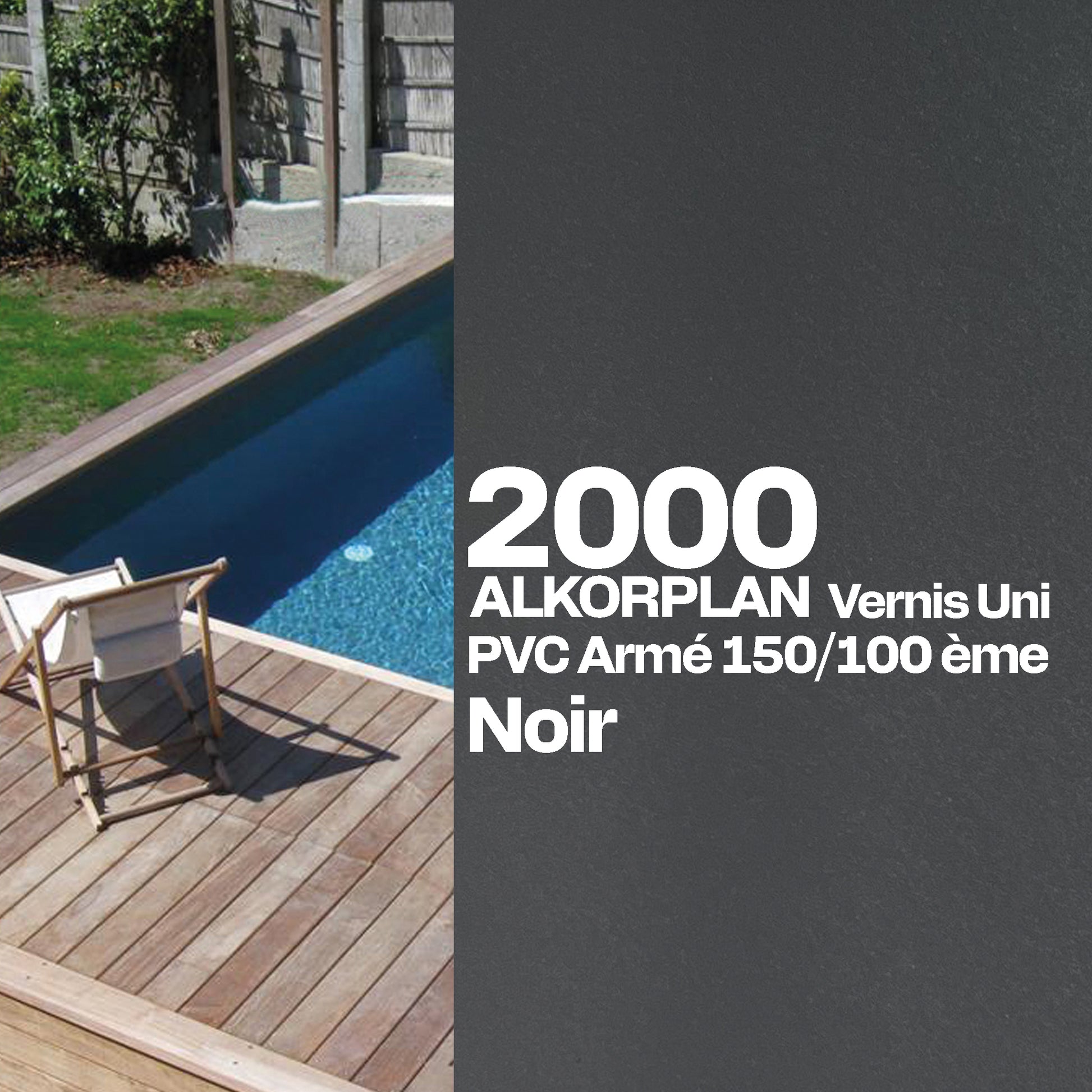 PVC armé Alkorplan 2000 verni piscine 1,65 m x 25 m noir 