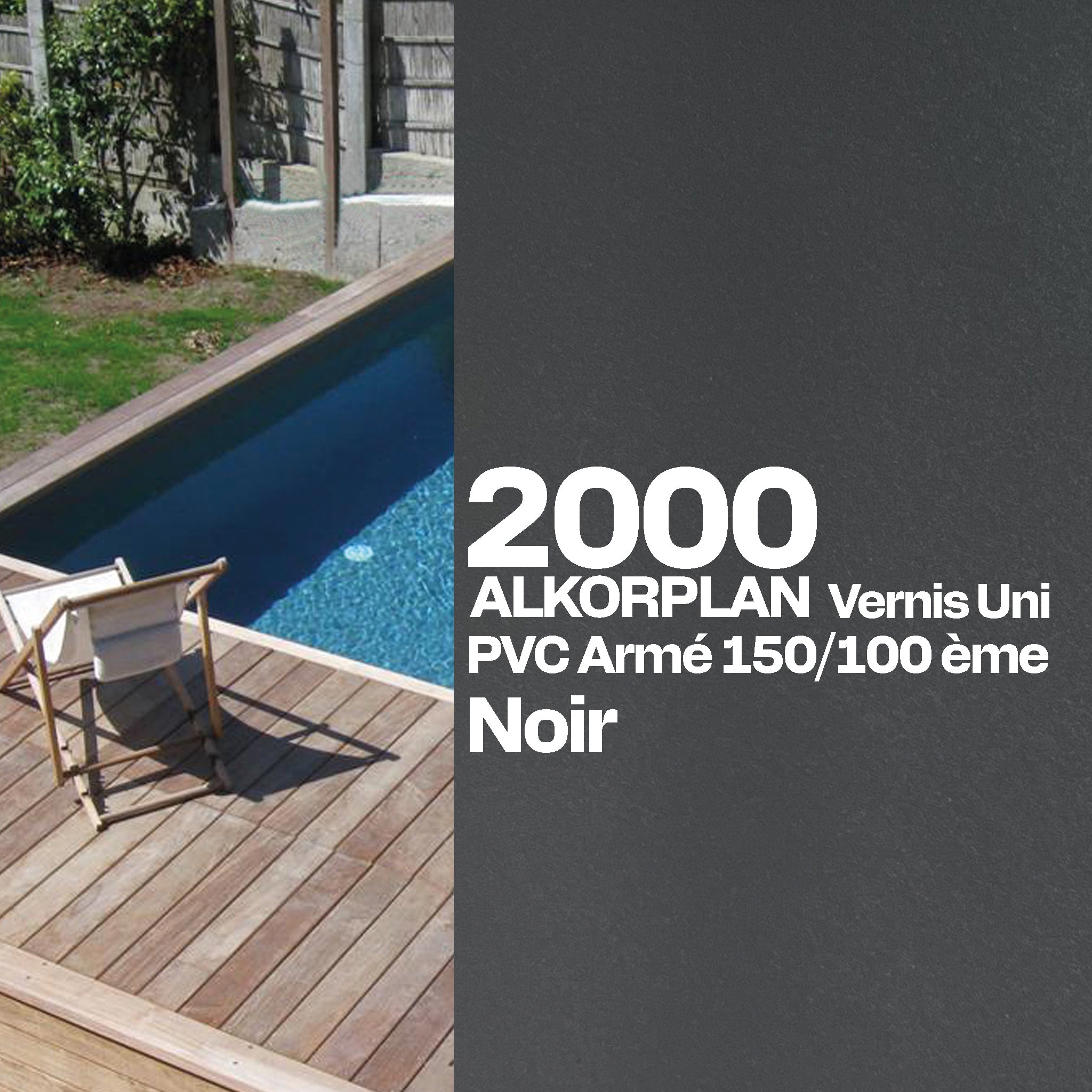 PVC armé Alkorplan 2000 verni piscine 1,65 m x 25 m noir 