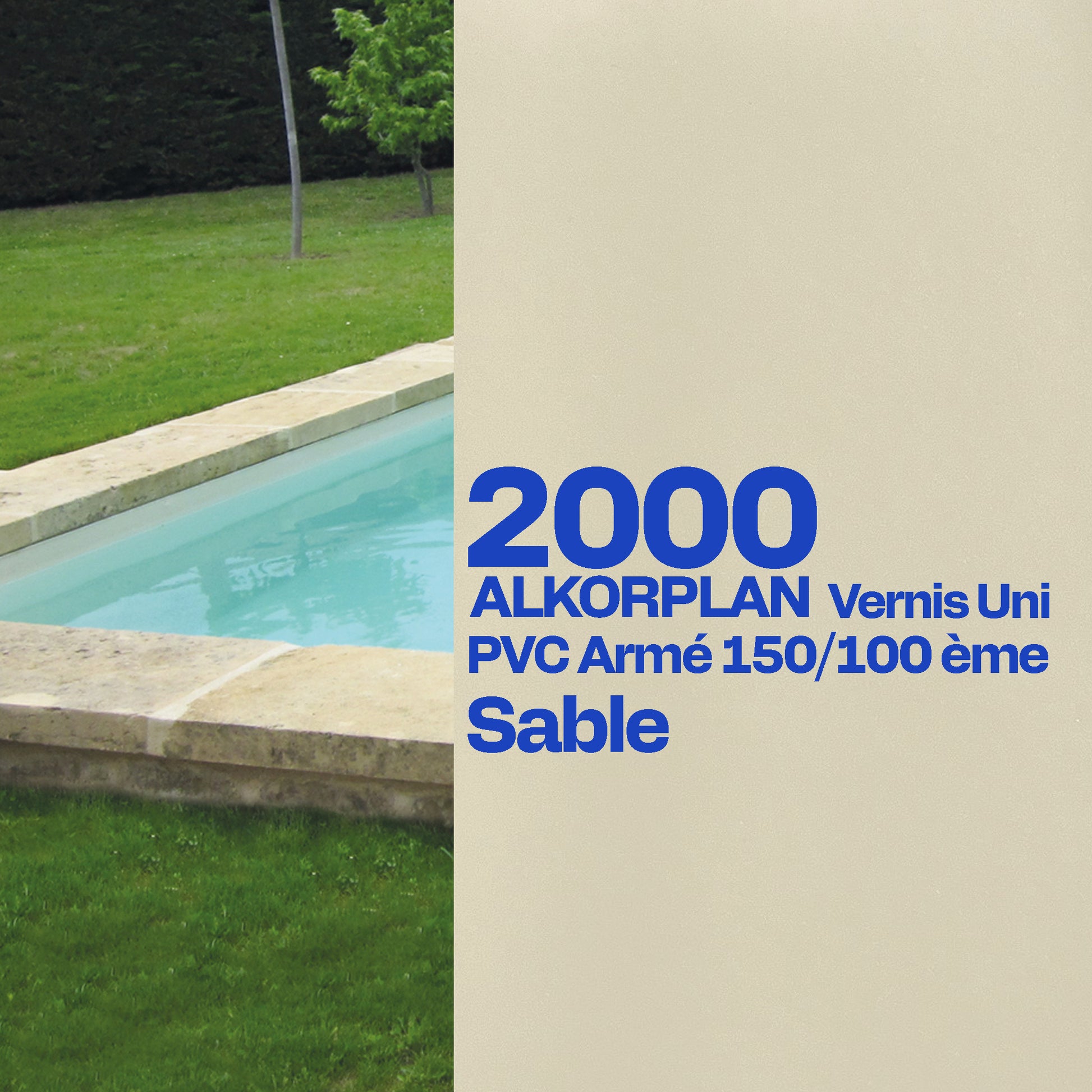 PVC armé Alkorplan 2000 verni piscine 1,65 m x 25 m sable
