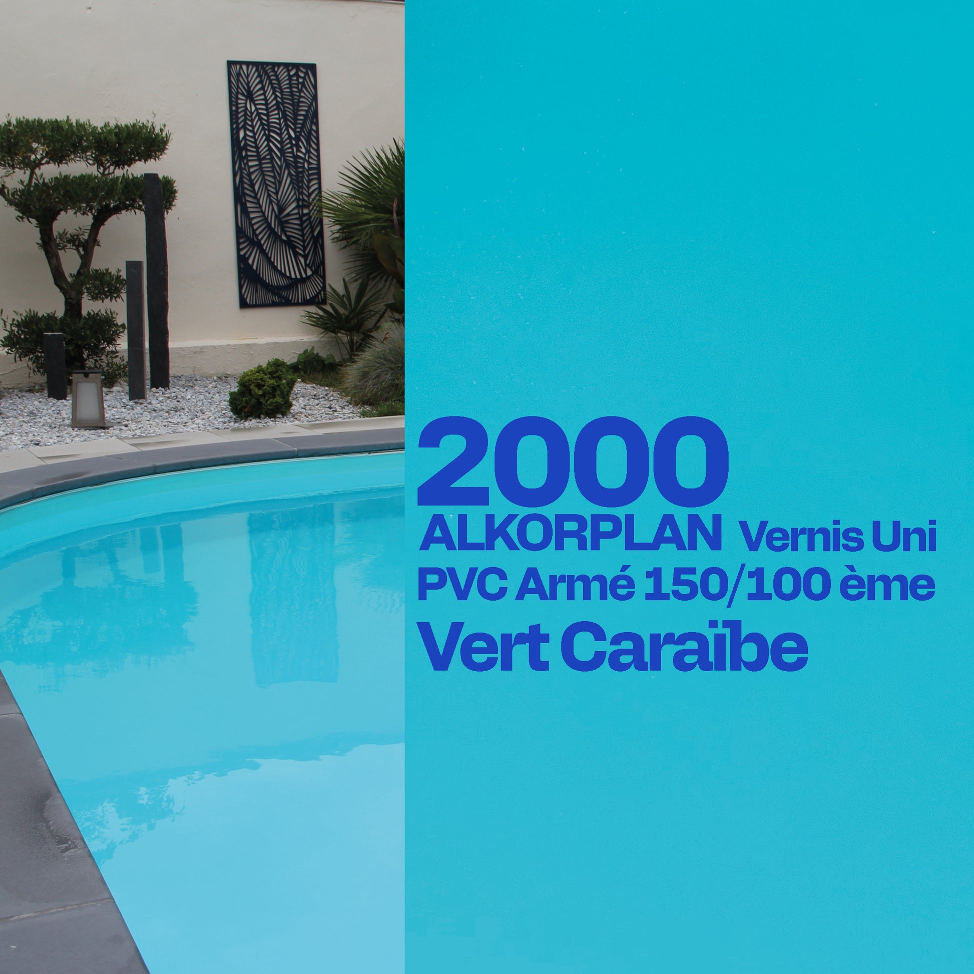 PVC armé Alkorplan 2000 verni piscine 1,65 m x 25 m vert caraïbes
