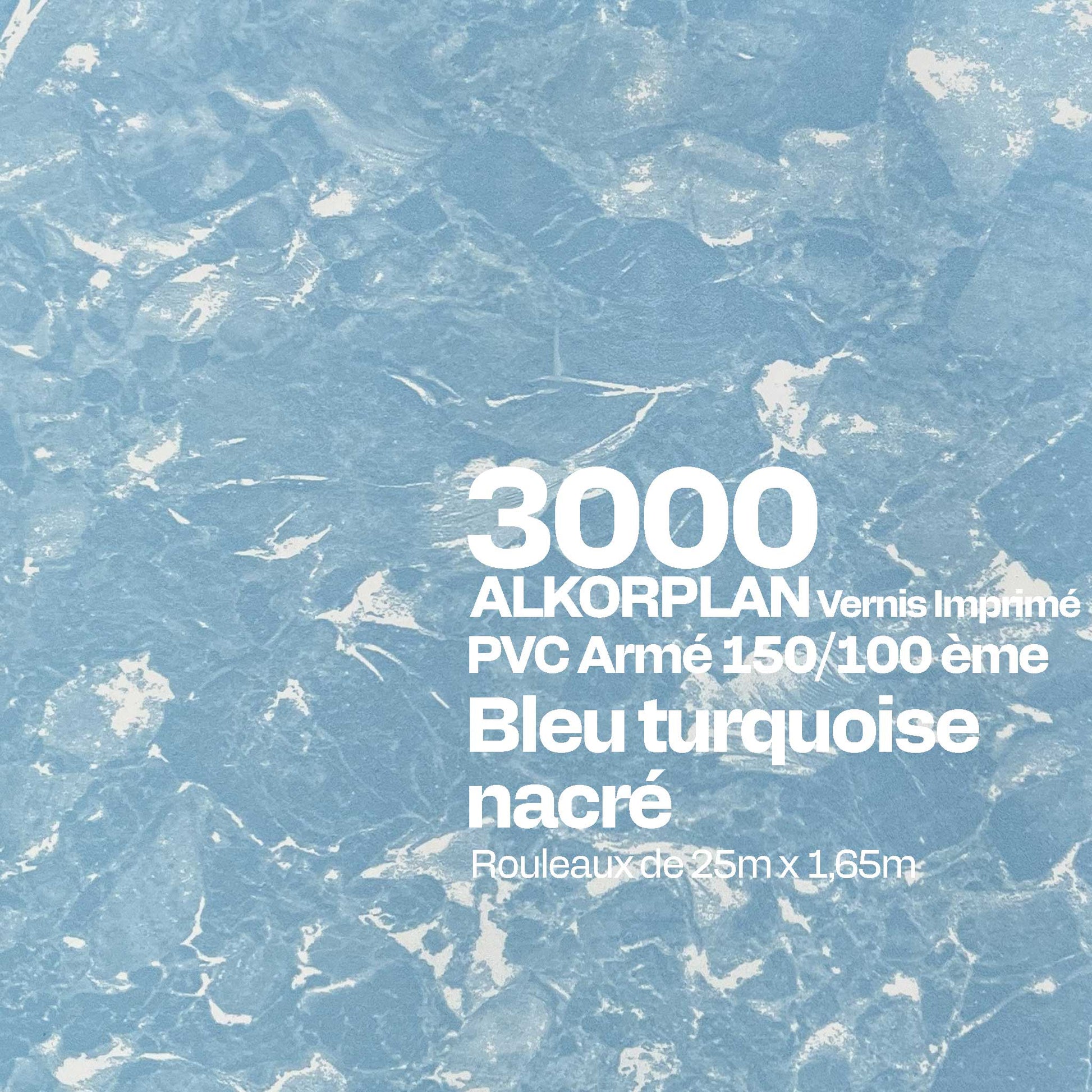 PVC armé Alkorplan 3000 imprimé piscine 1,65 m x 25 m bleu turquoise 