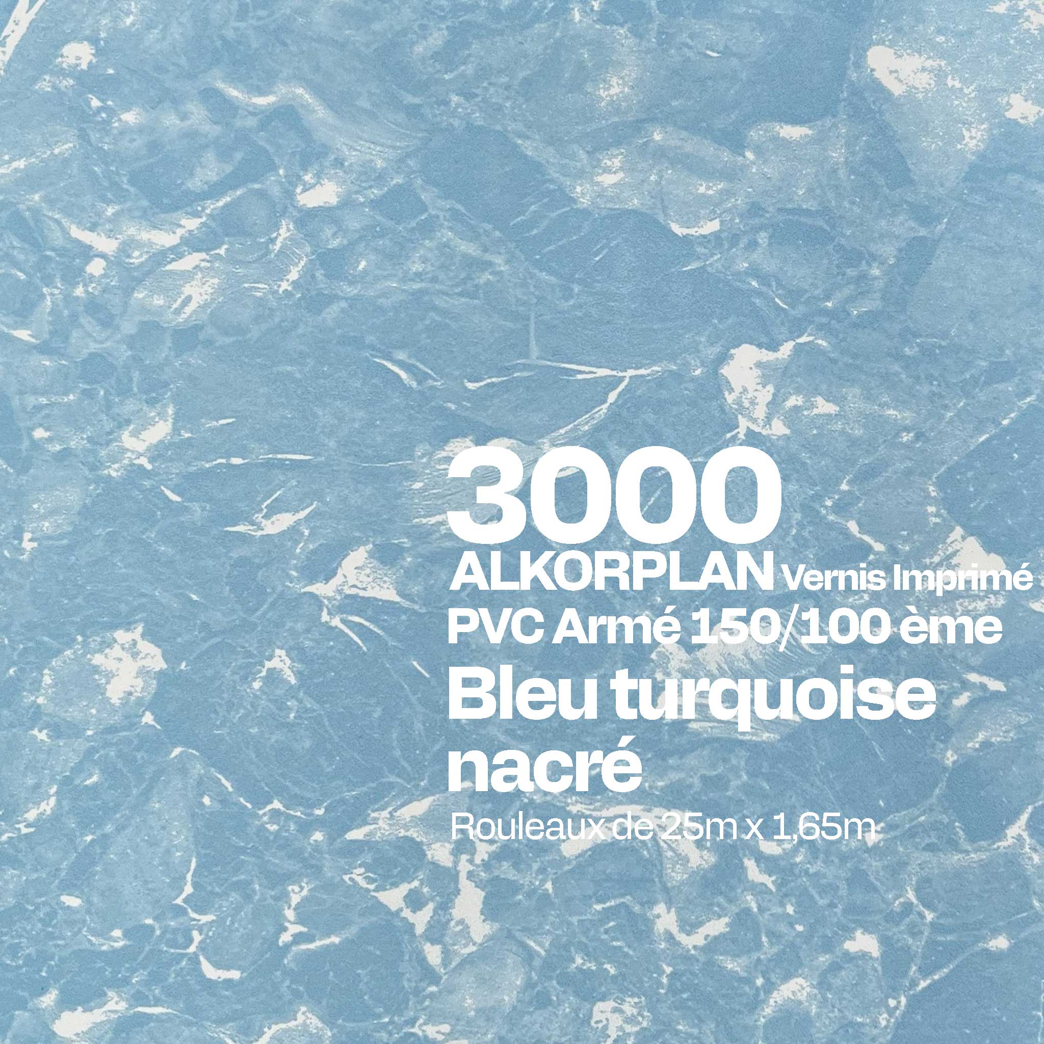 PVC armé Alkorplan 3000 imprimé piscine 1,65 m x 25 m bleu turquoise 