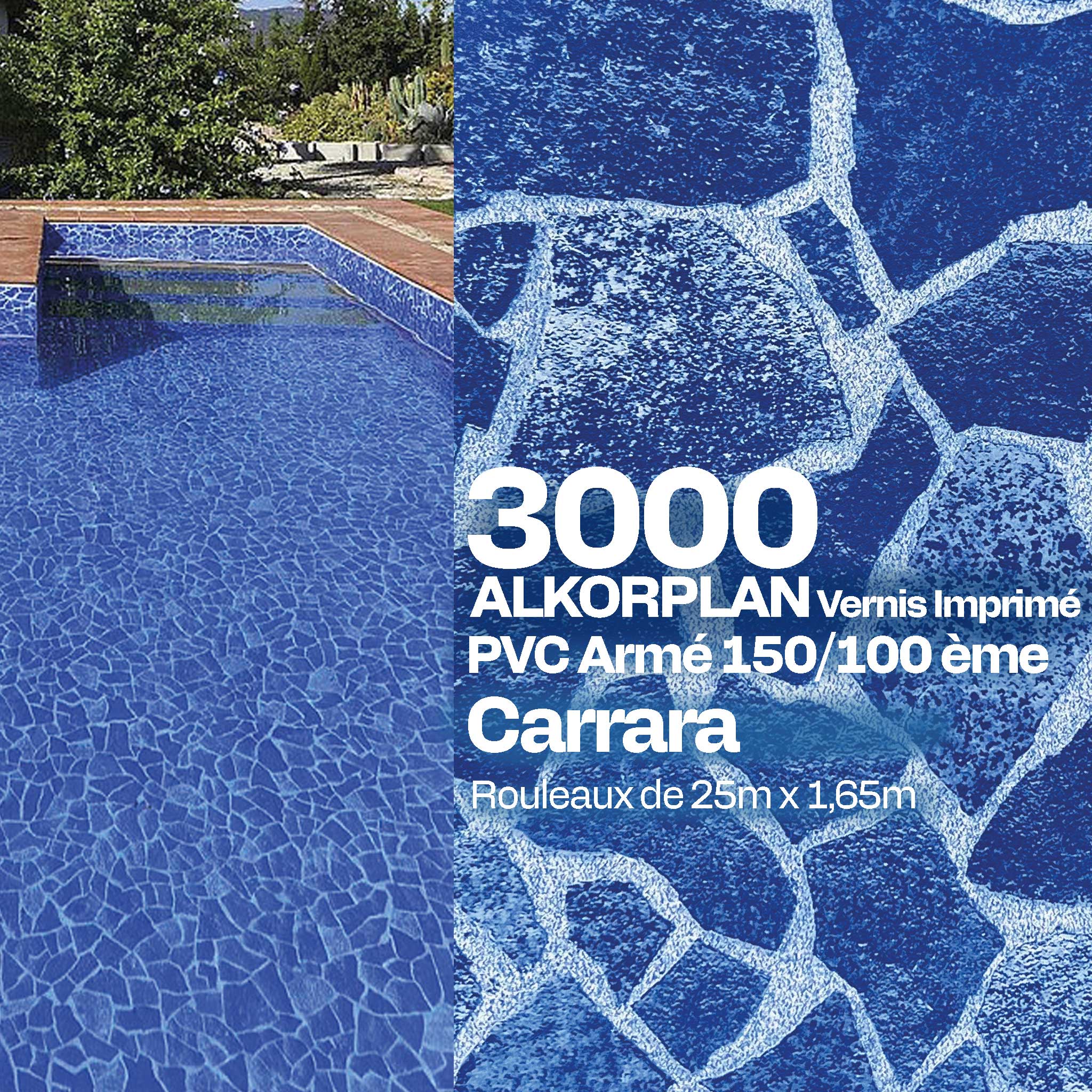 PVC armé Alkorplan 3000 imprimé piscine 1,65 m x 25 m Carrara