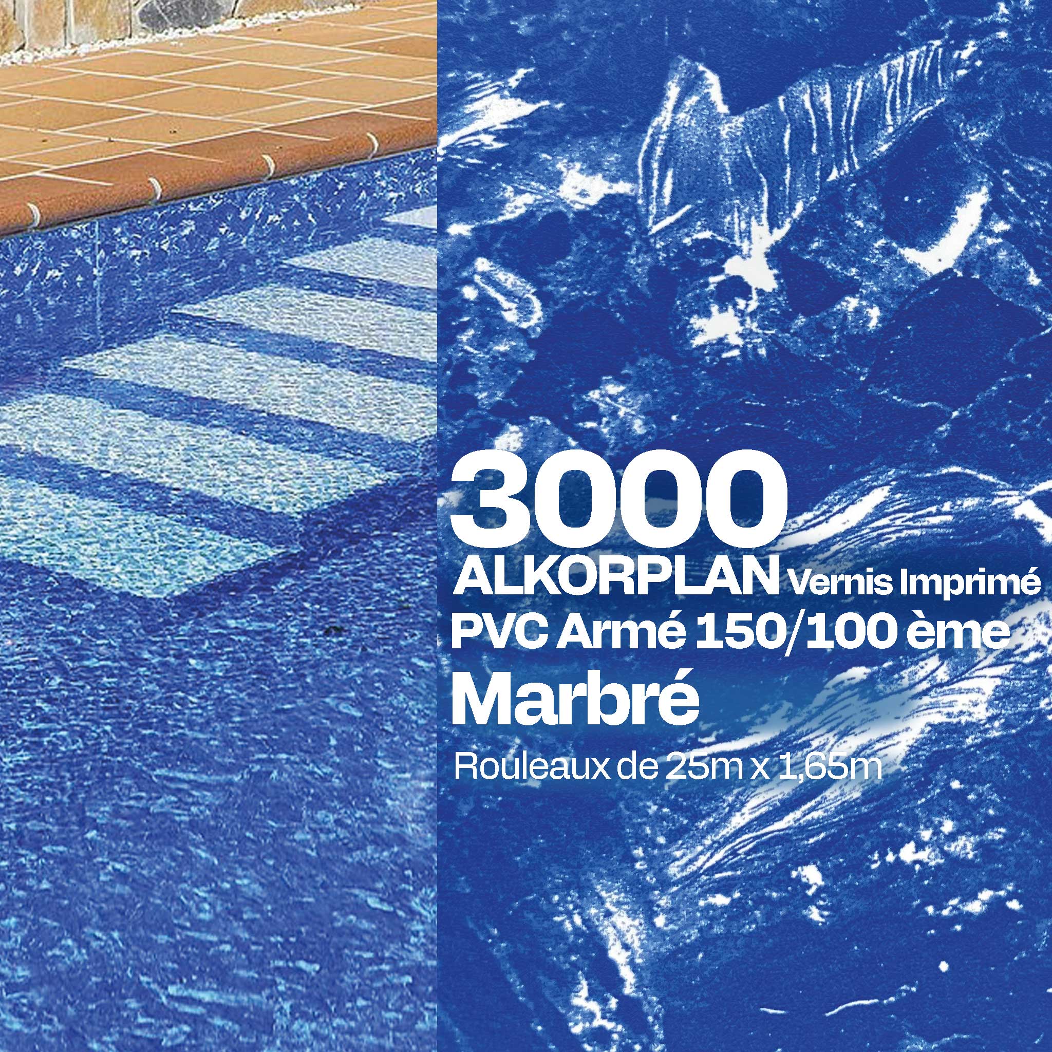 PVC armé Alkorplan 3000 imprimé piscine 1,65 m x 25 m marbré