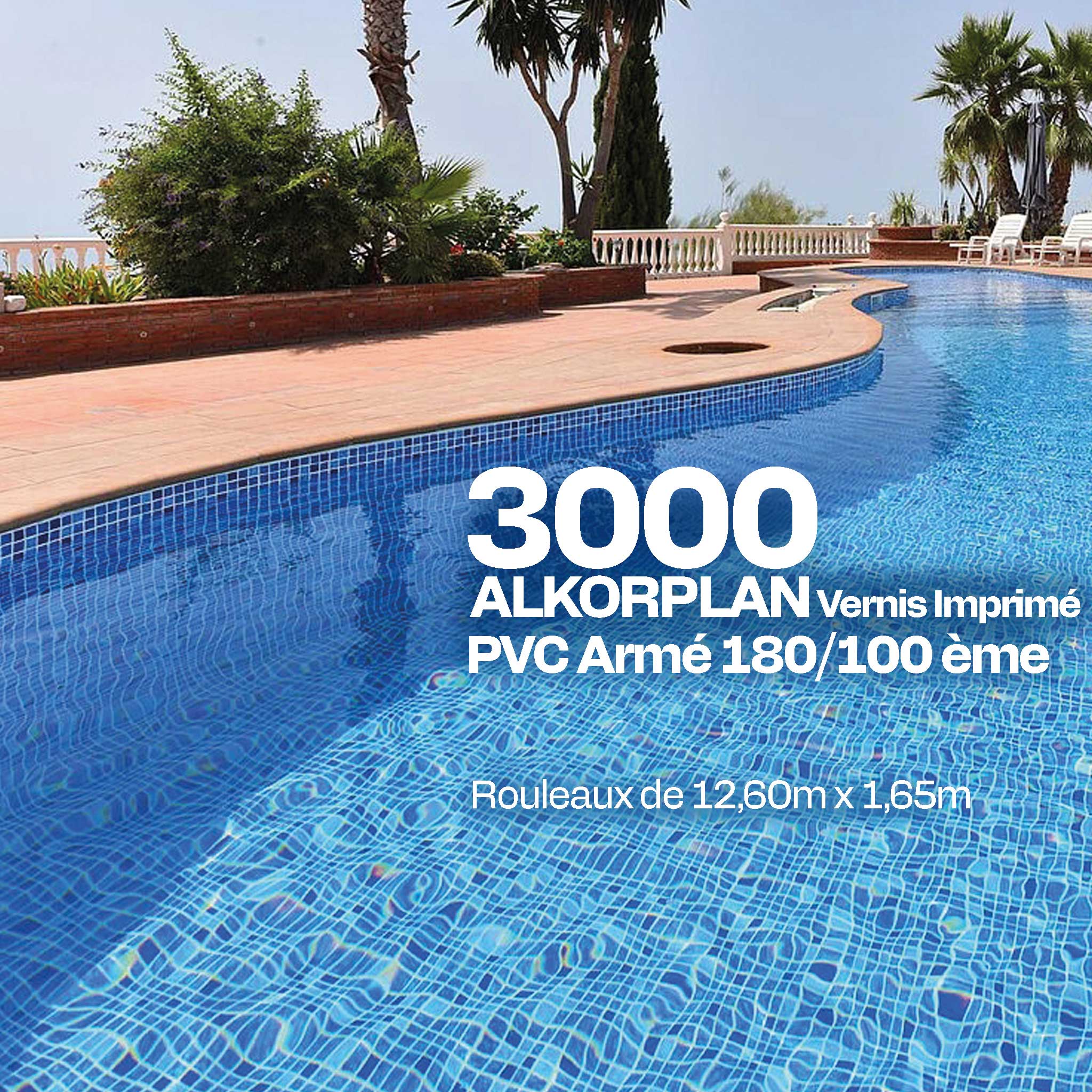 PVC armé Alkorplan 3000 antidérapant 12,60 x 1,65 m piscine