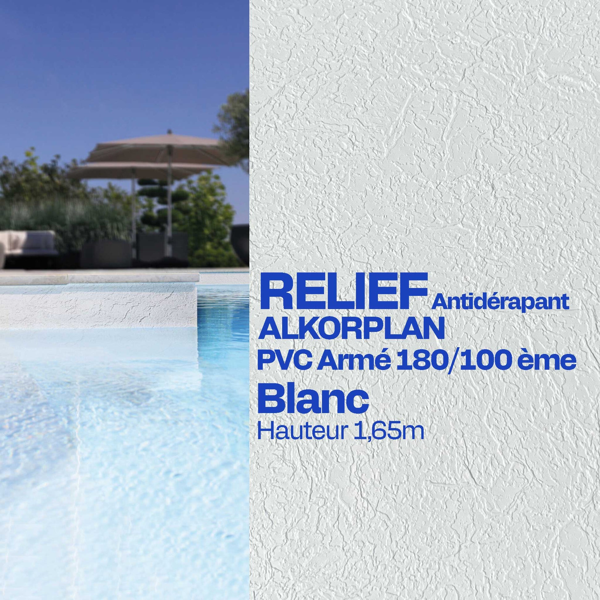 PVC armé Alkorplan Relief piscine 1,65 m x 25 m blanc 