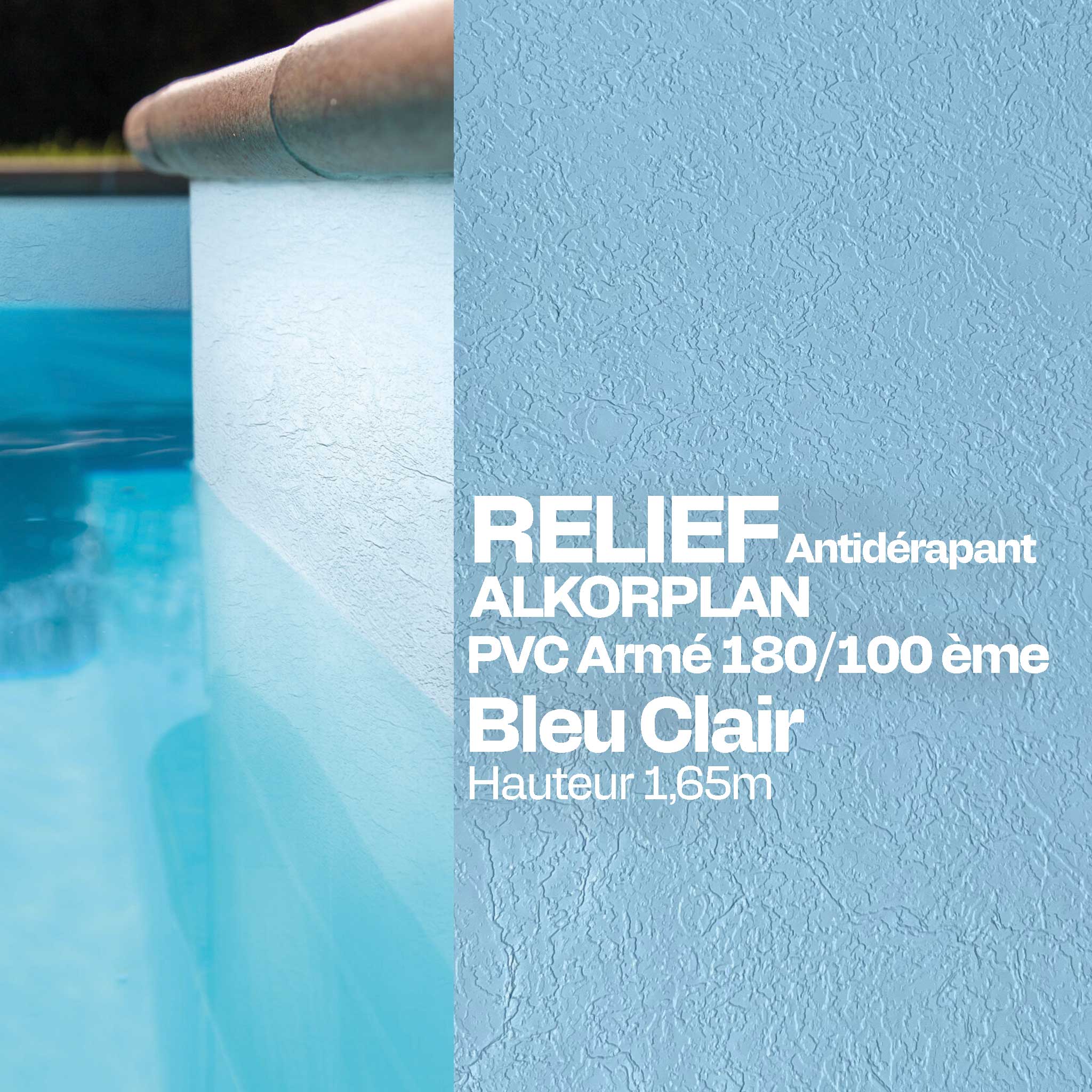 PVC armé Alkorplan Relief piscine 1,65 m x 25 m bleu clair 