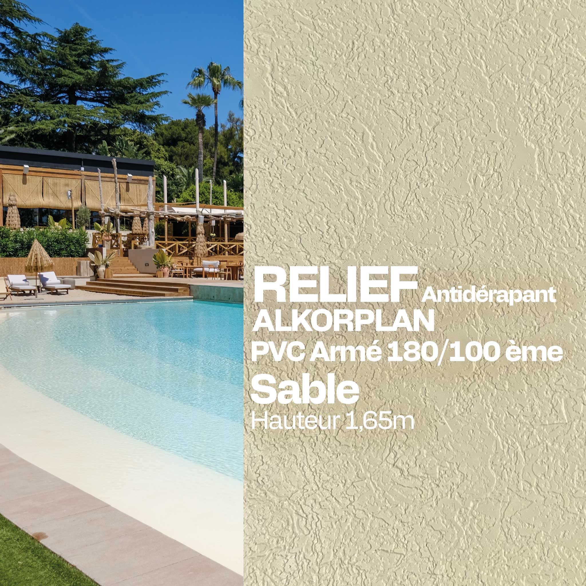 PVC armé Alkorplan Relief piscine 1,65 m x 25 m sable