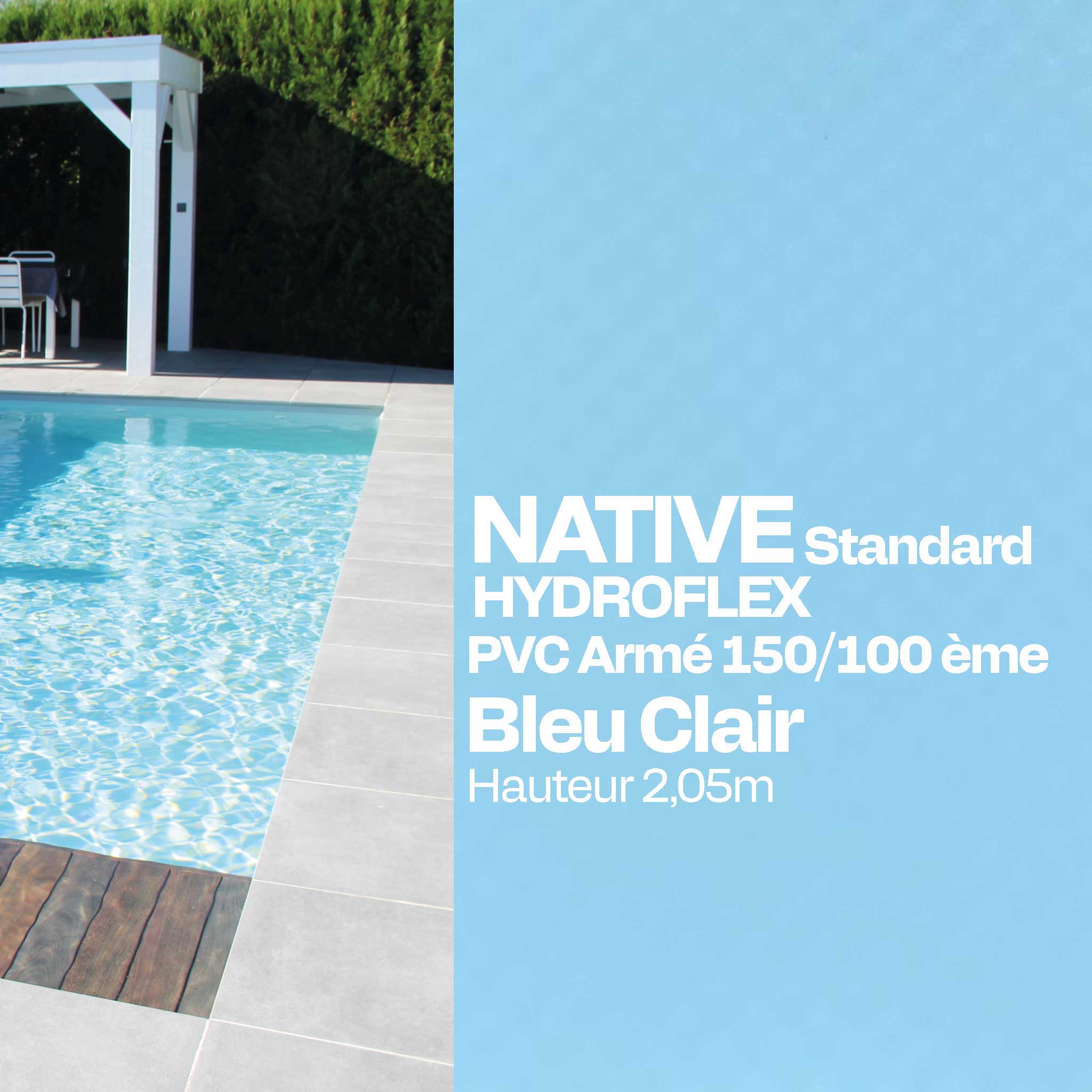 PVC armé Hydroflex Native Standard 2,05 x 25 m piscine bleu clair