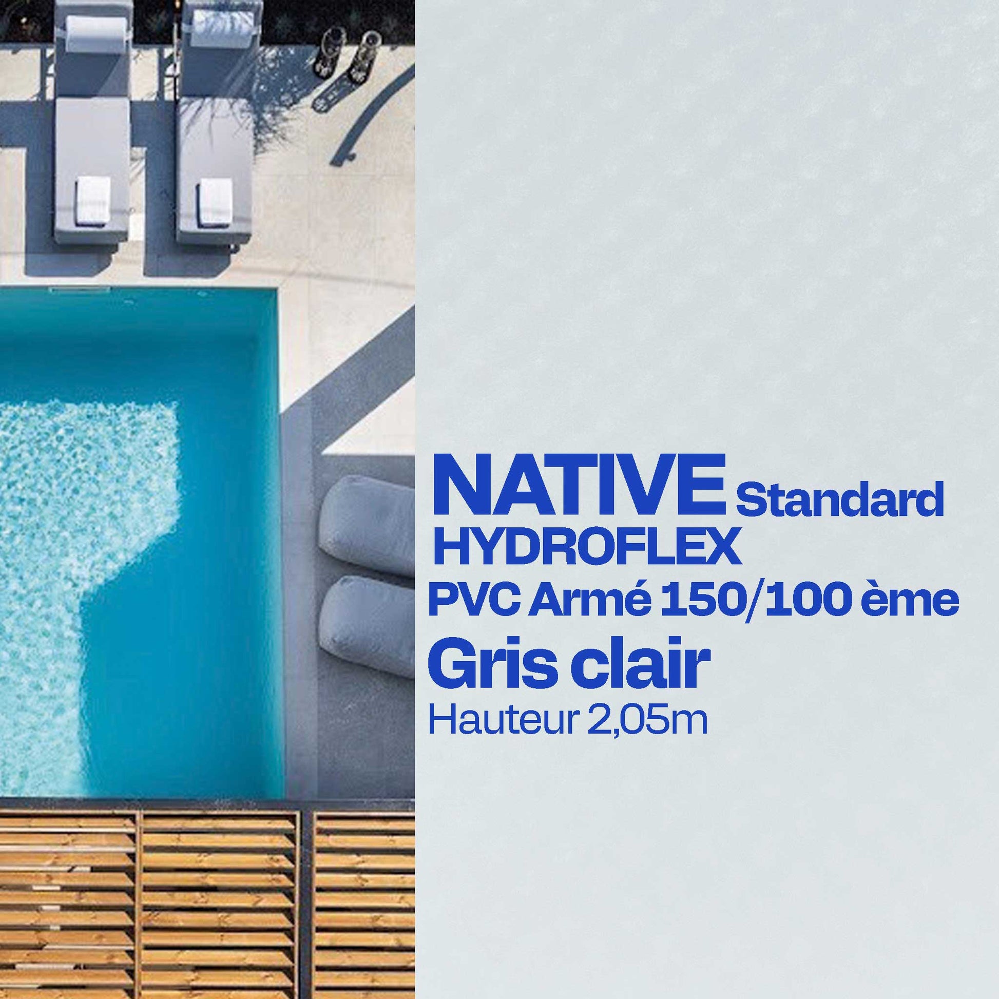 PVC armé Hydroflex Native Standard 2,05 x 25 m piscine gris clair