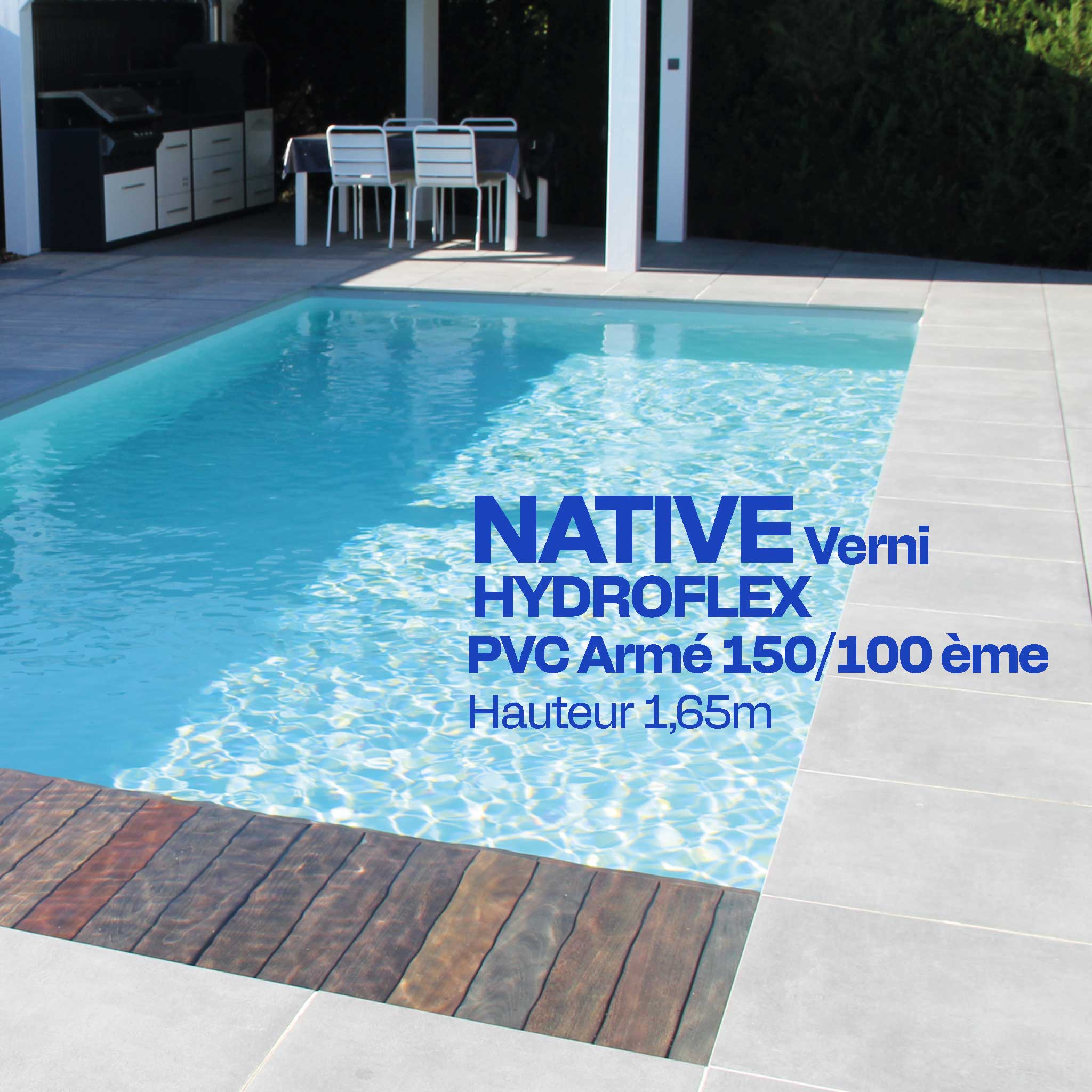 PVC armé Hydroflex Native verni piscine 1,65 X 25 m