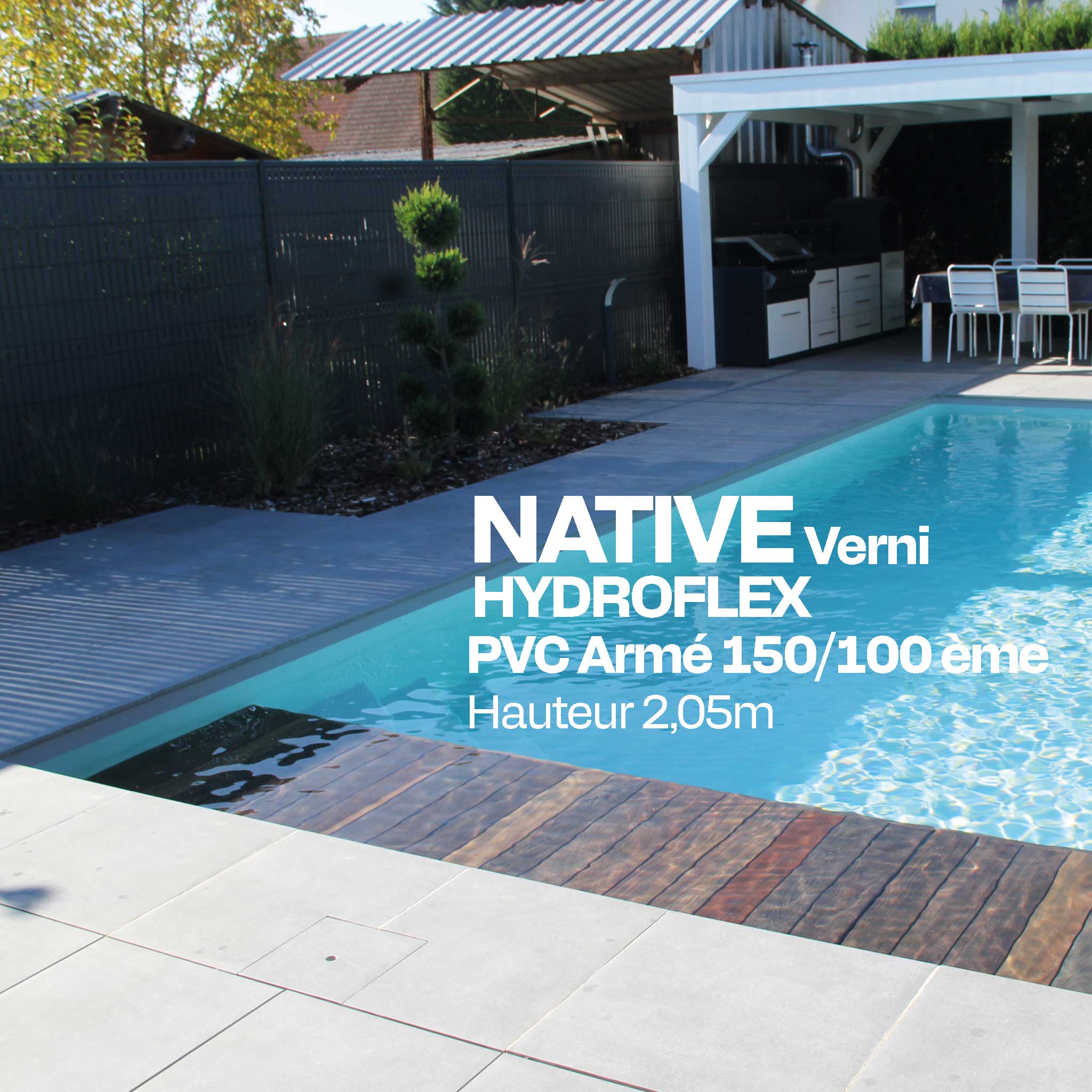 PVC armé Hydroflex Native verni 2,05 x 25 m piscine