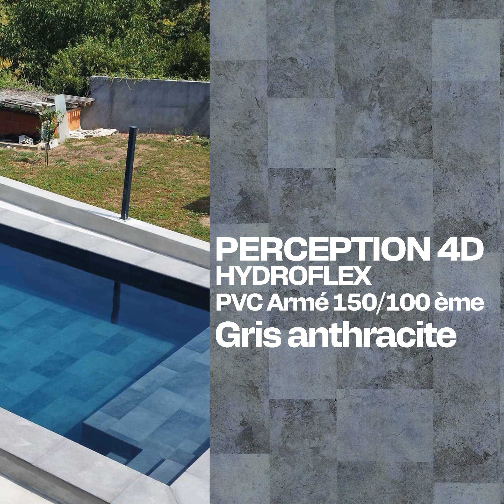 PVC armé Hydroflex Perception 4D piscine 25 x 1,65 m gris anthracite