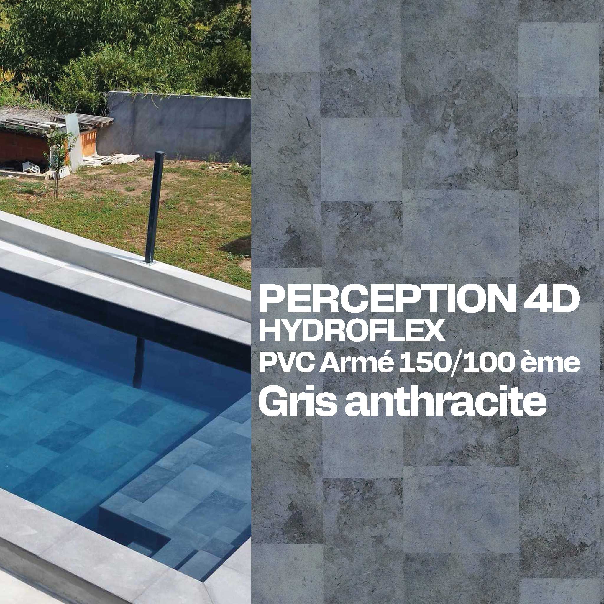 PVC armé Hydroflex Perception 4D piscine 25 x 1,65 m gris anthracite