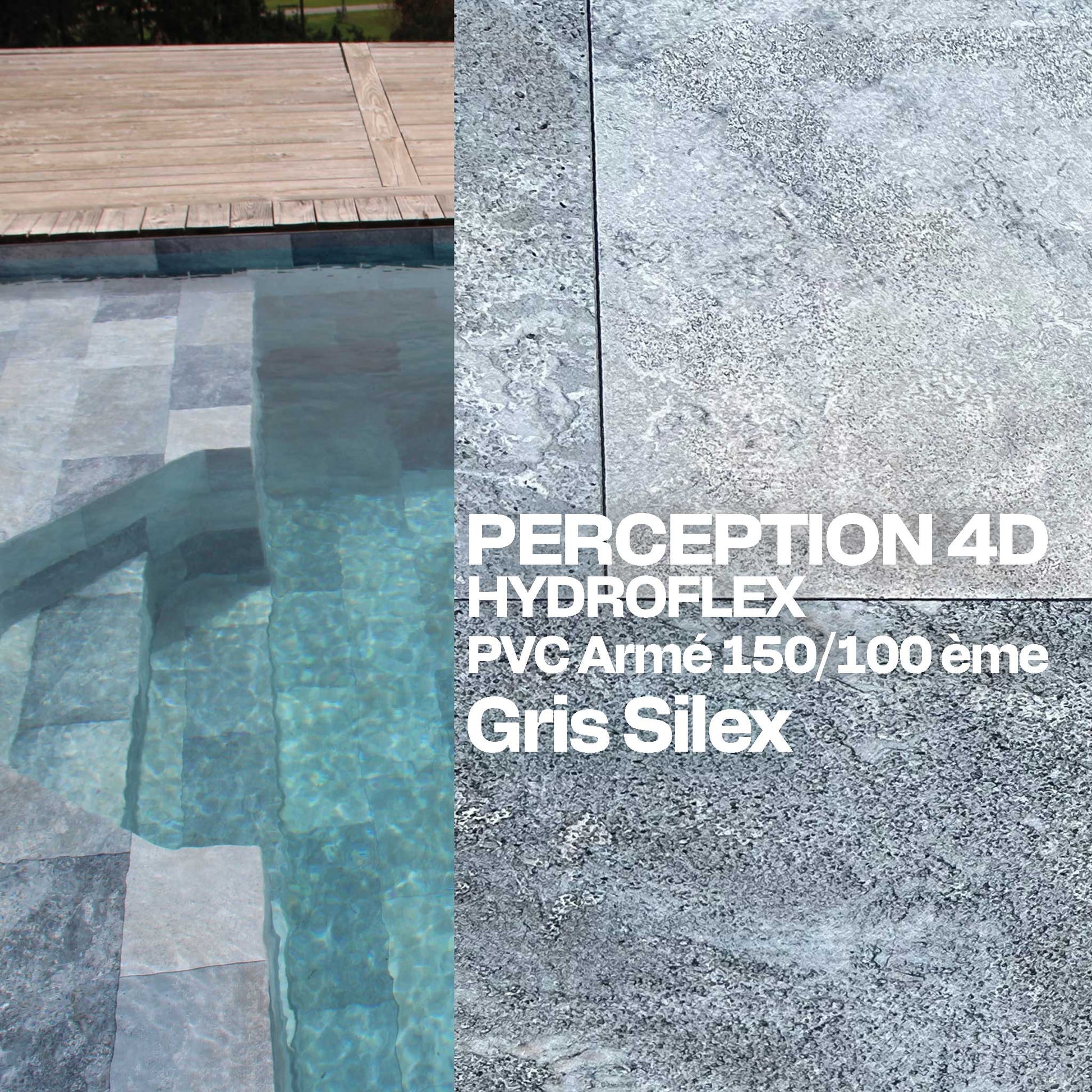 PVC armé Hydroflex Perception 4D piscine 25 x 1,65 m gris silex
