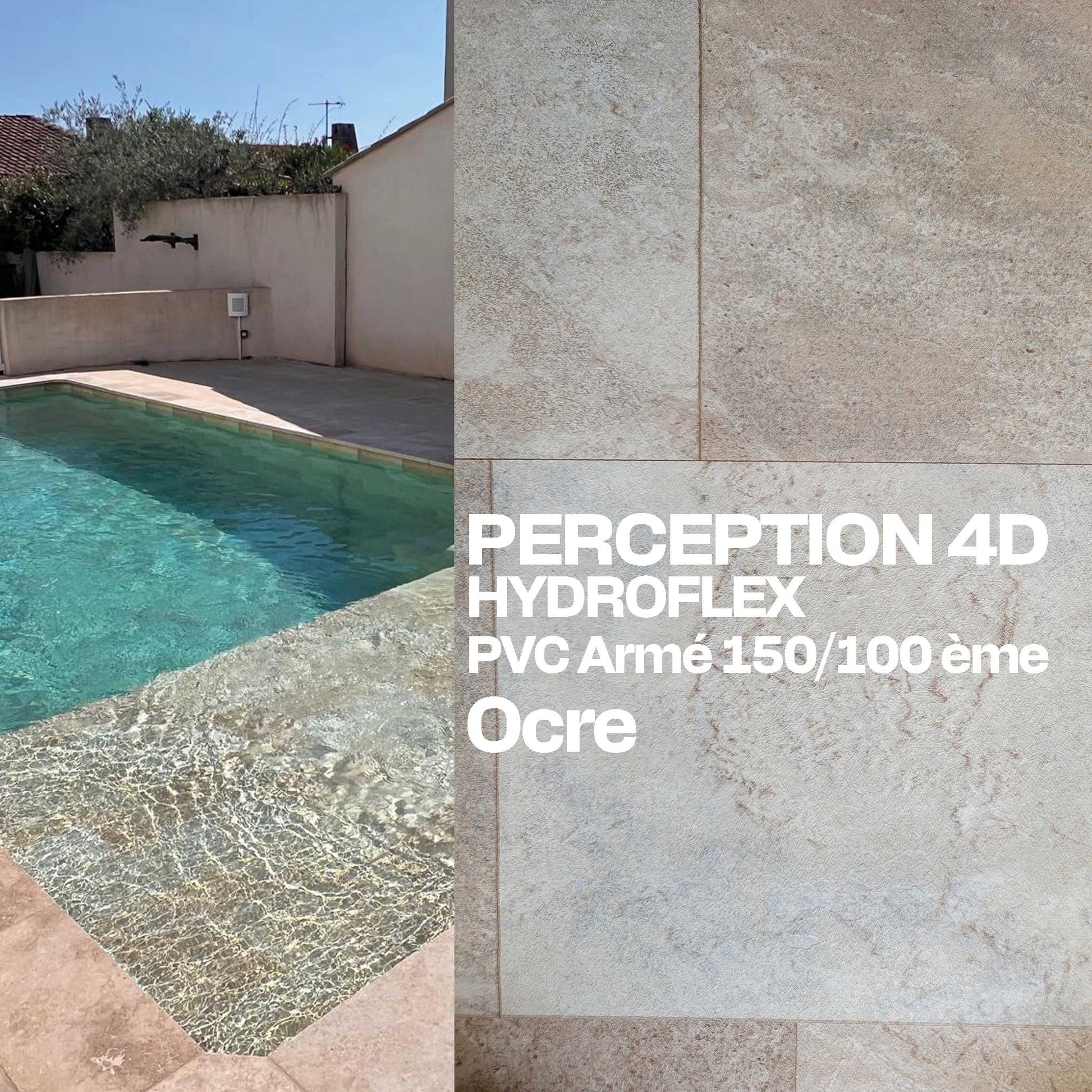 PVC armé Hydroflex Perception 4D piscine 25 x 1,65 m ocre