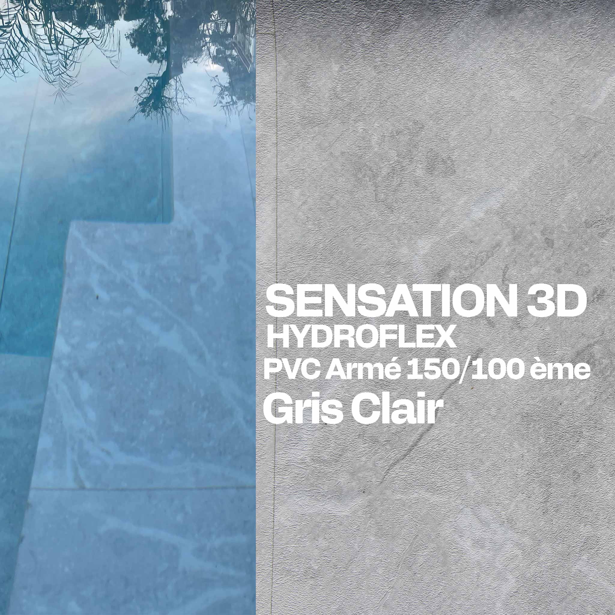 PVC armé Hydroflex 3D Sensation piscine 25 x 1,65 m gris clair