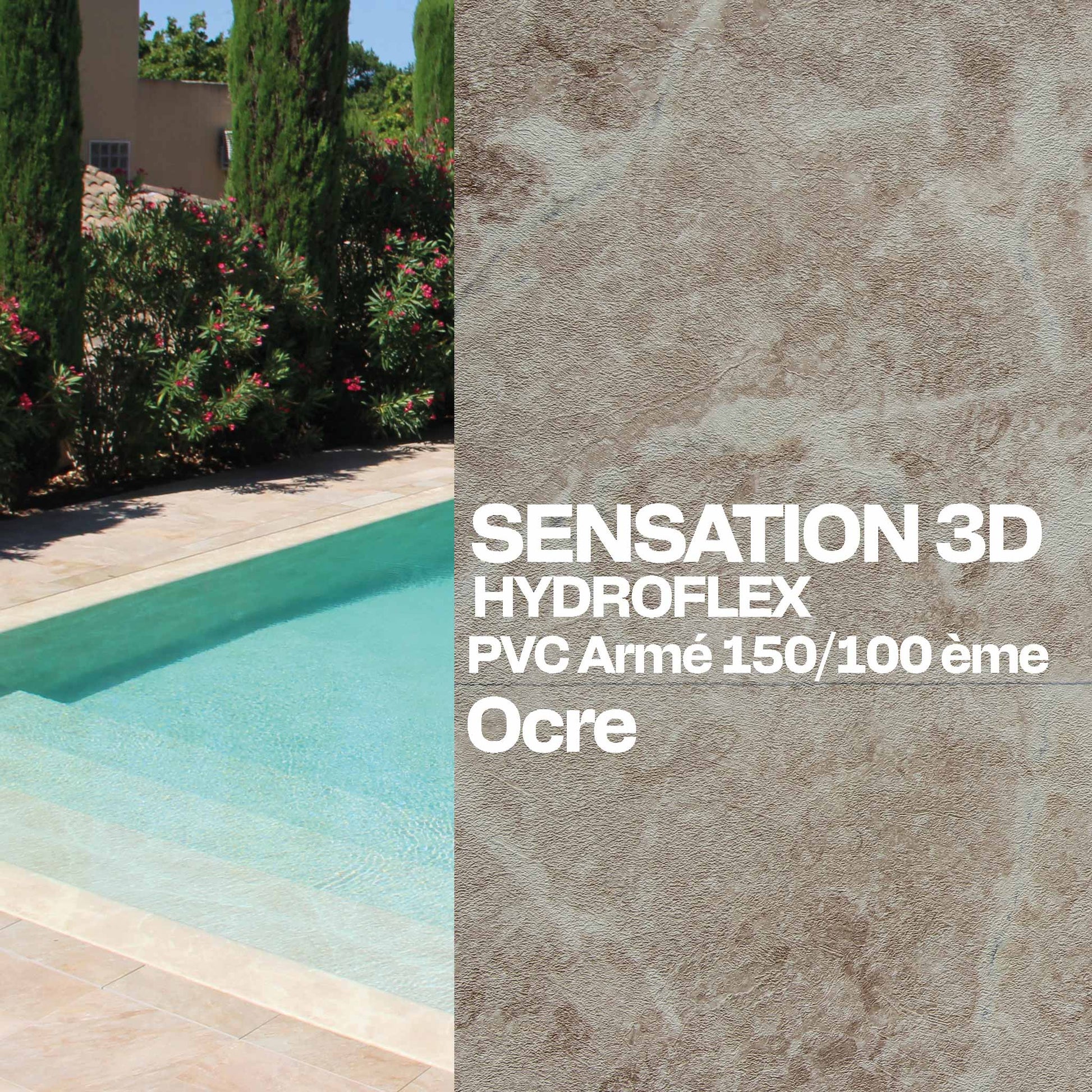 PVC armé Hydroflex 3D Sensation piscine 25 x 1,65 m ocre
