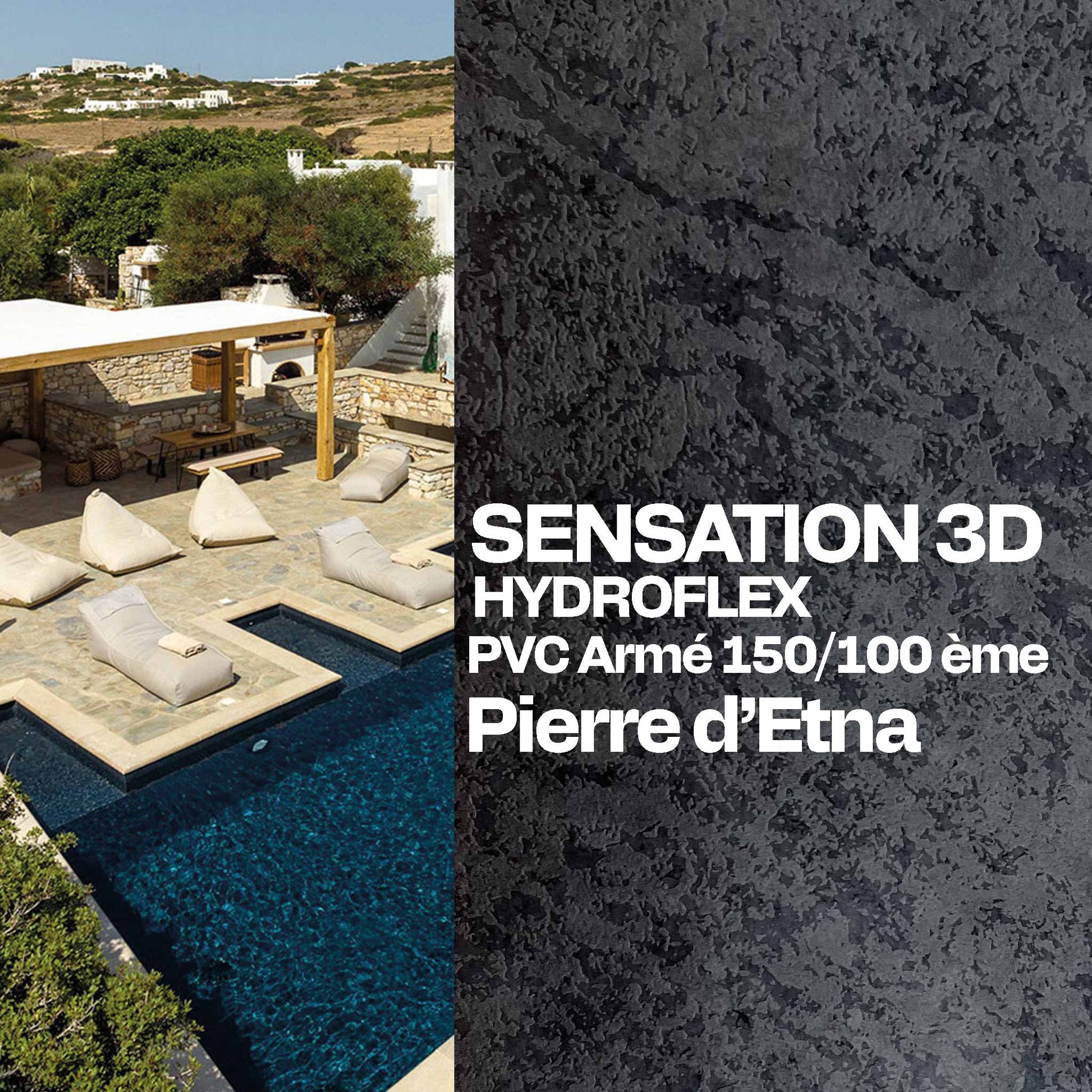 PVC armé Hydroflex 3D Sensation piscine 25 x 1,65 m pierre d'ente