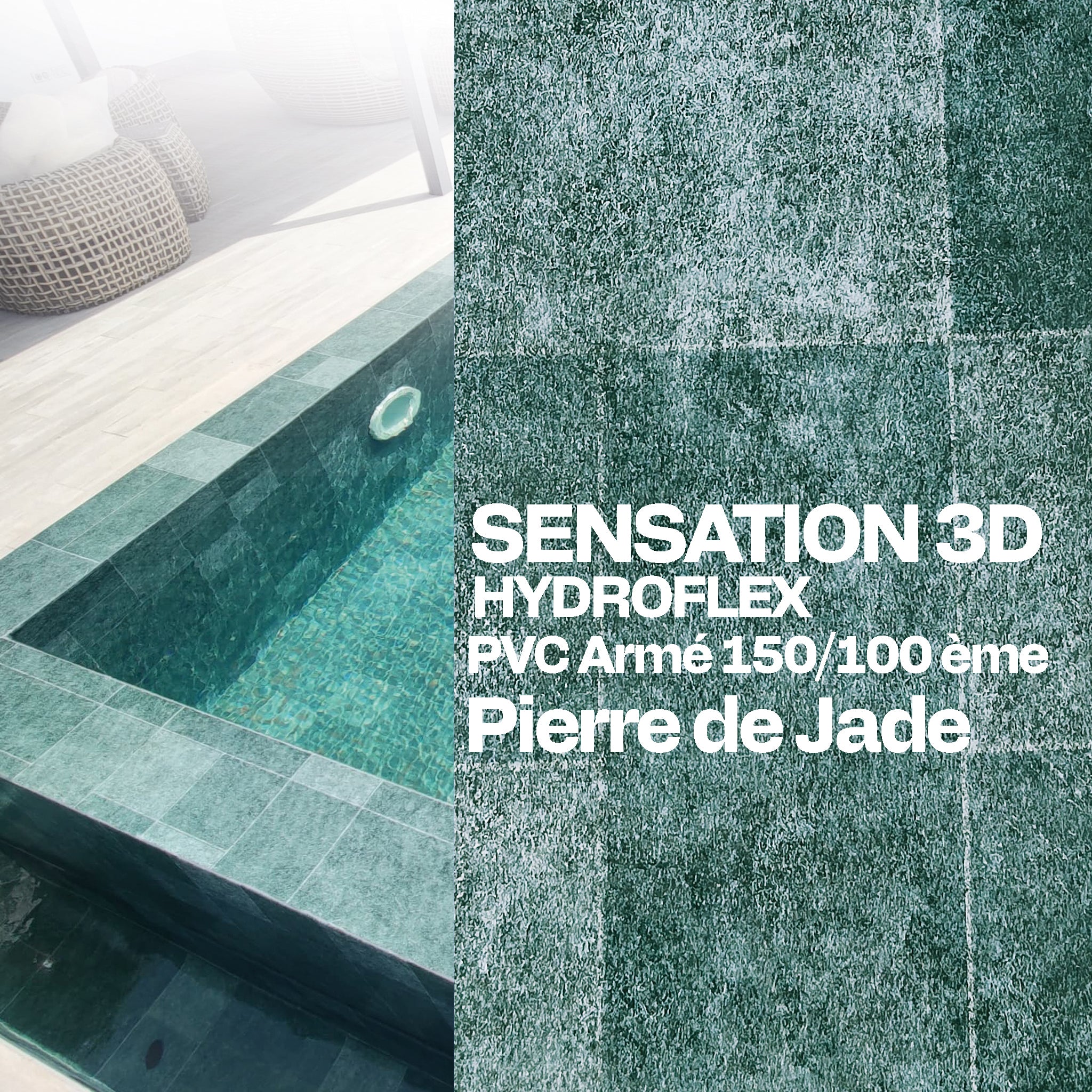 PVC armé Hydroflex 3D Sensation piscine 25 x 1,65 m pierre de jade