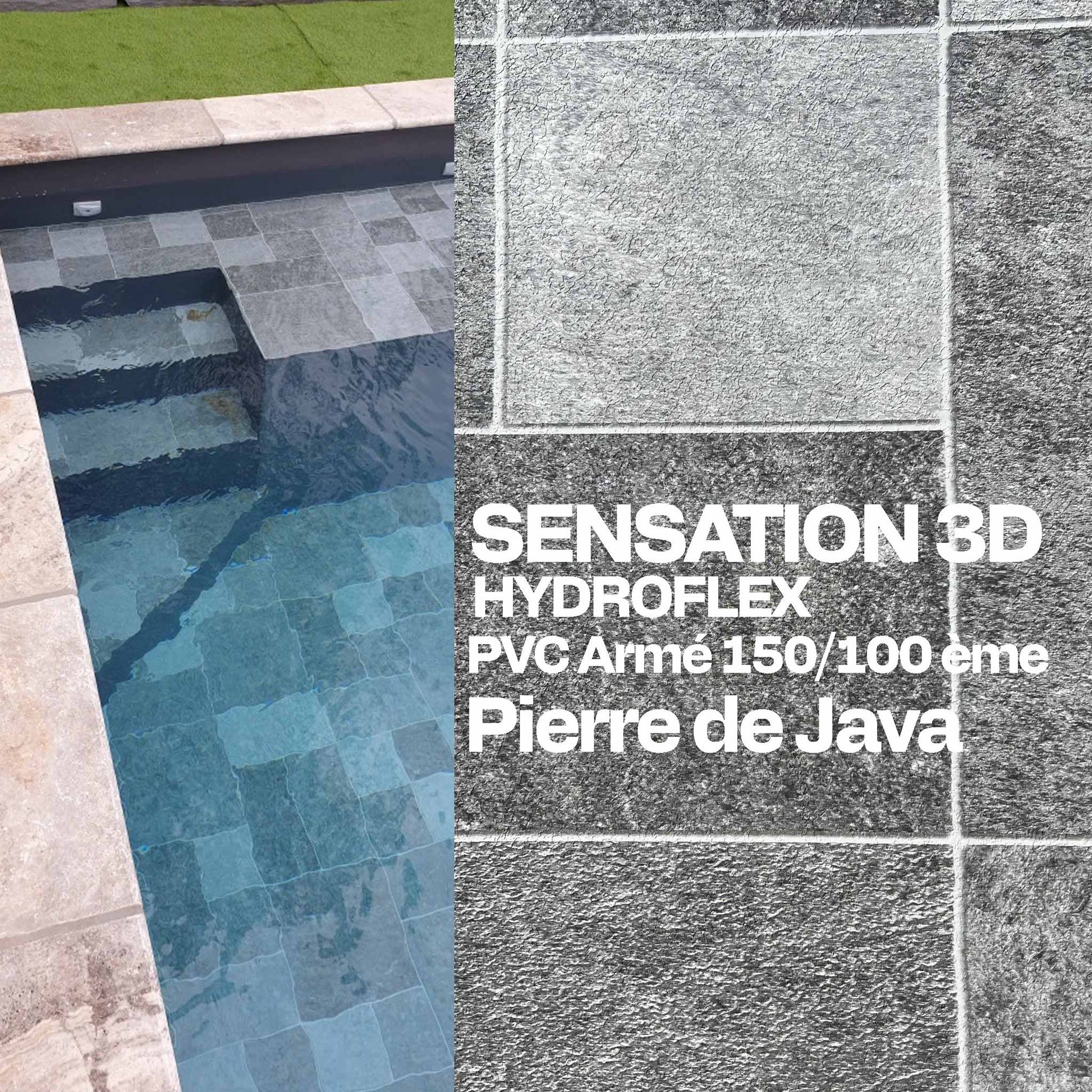 PVC armé Hydroflex 3D Sensation piscine 25 x 1,65 m pierre de java