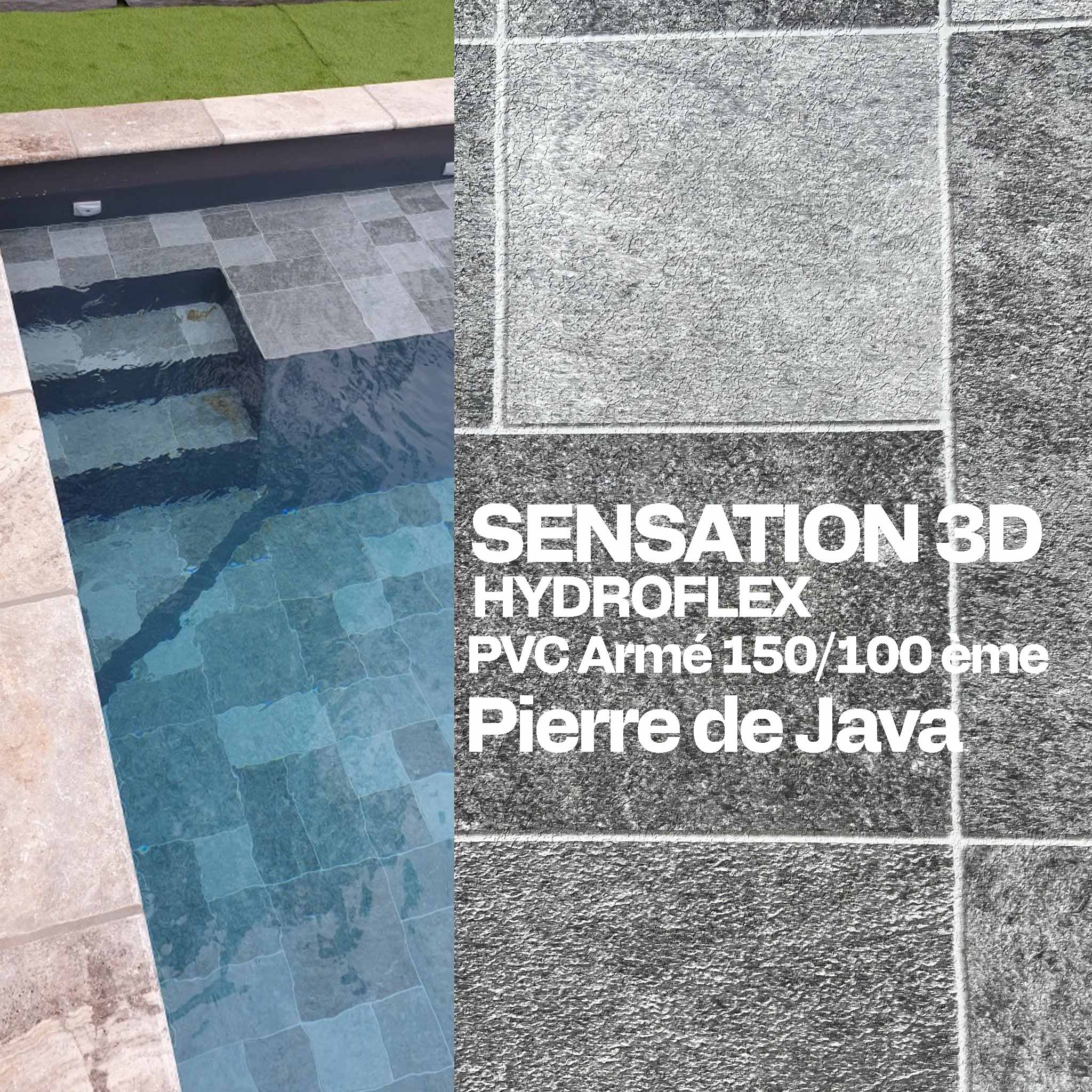 PVC armé Hydroflex 3D Sensation piscine 25 x 1,65 m pierre de java