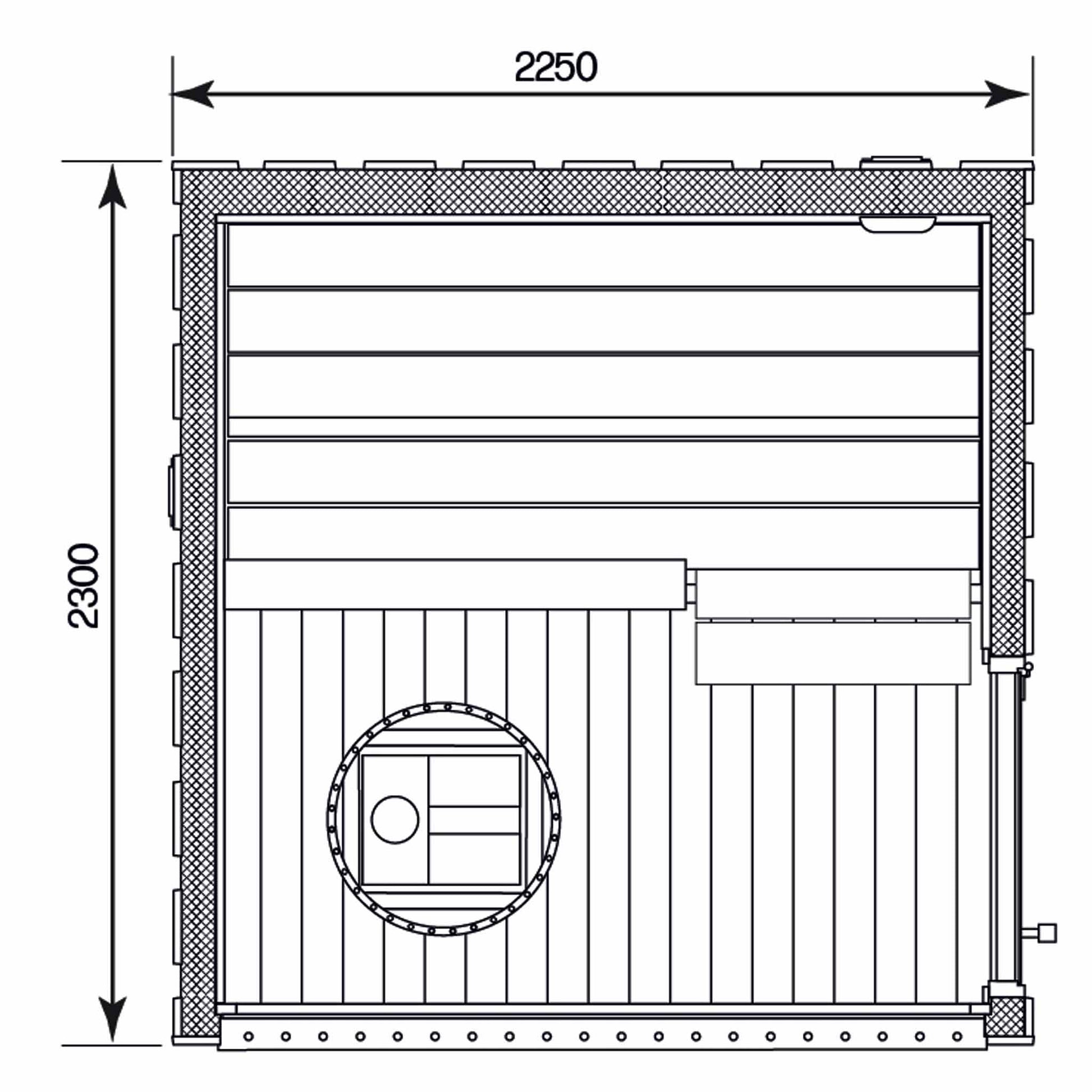 schéma 2 Sauna Finvision Dawn porte gauche design