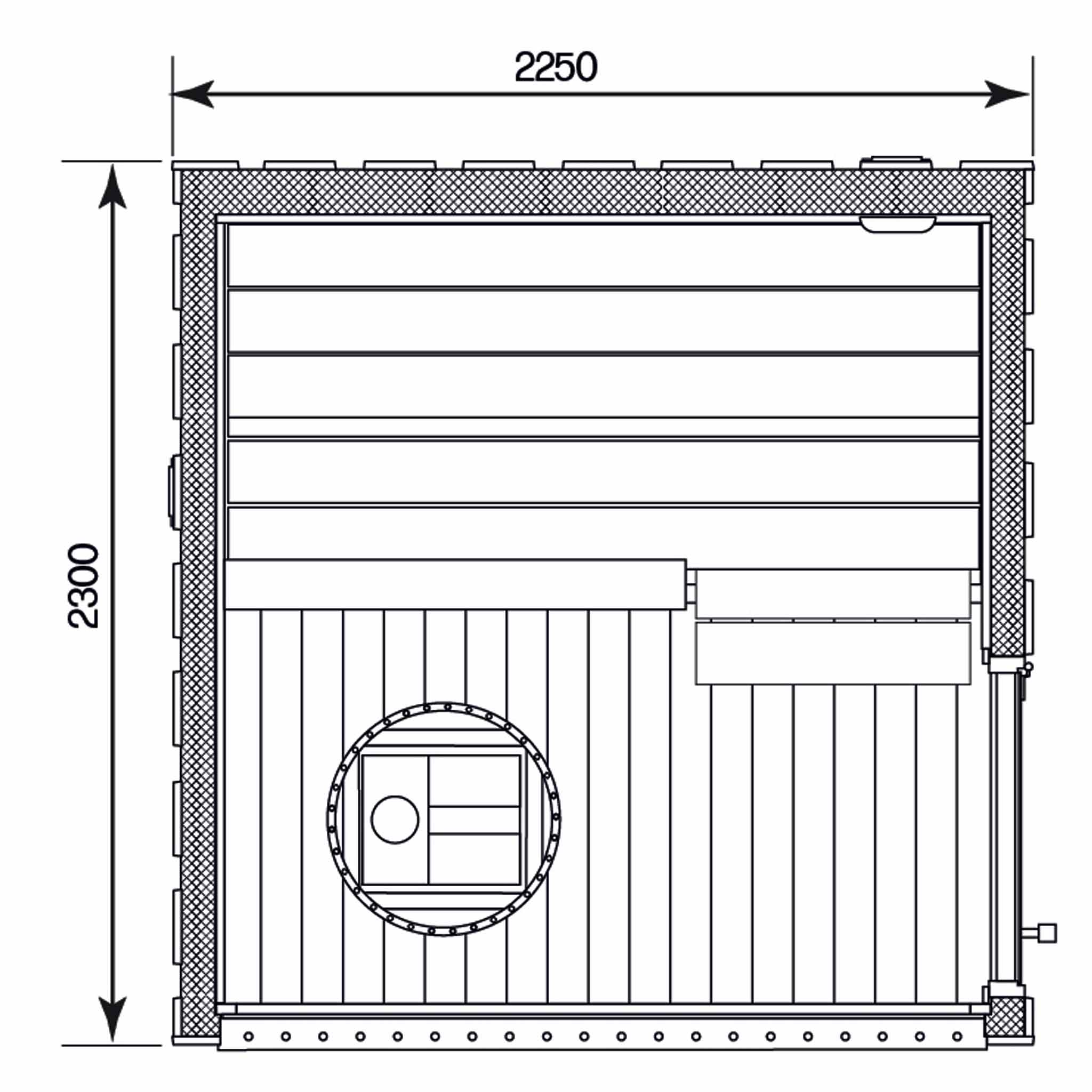 schéma 2 Sauna Finvision Dawn porte gauche design