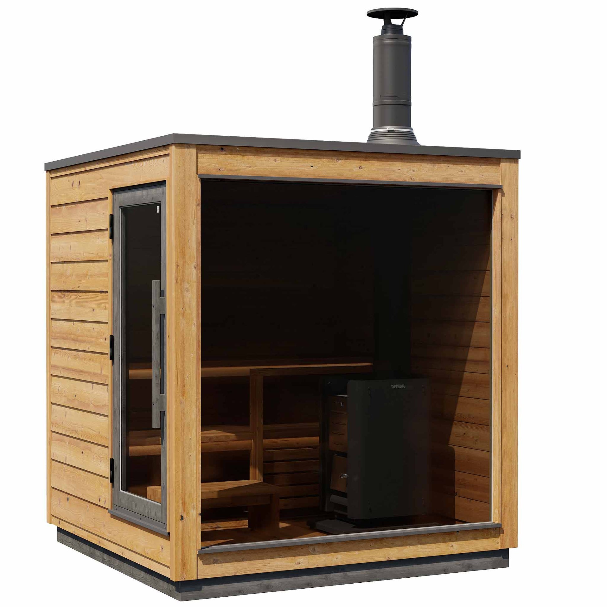 Sauna Finvision Dawn porte gauche design poêle à bois 