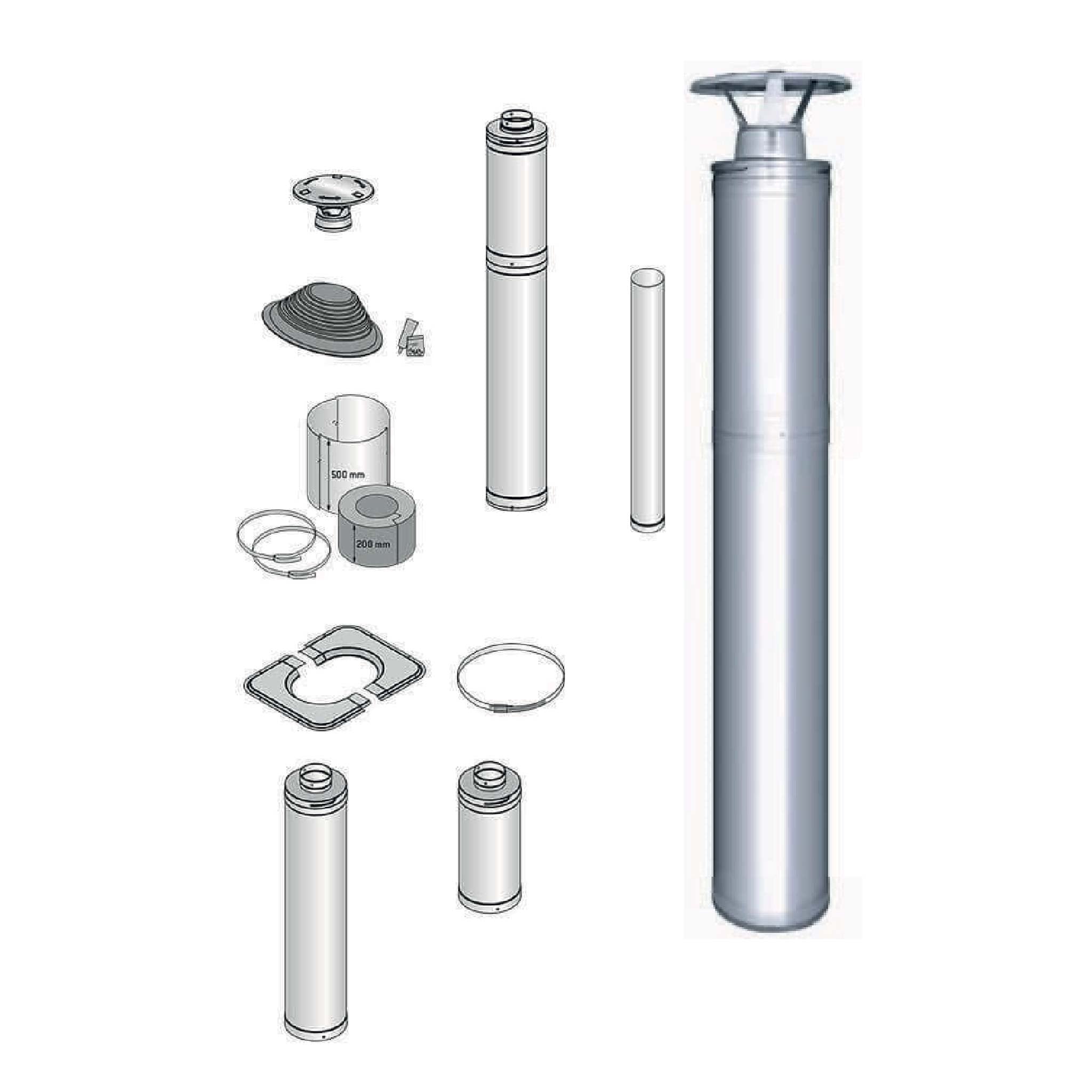 Ensemble de cheminée en acier 1500 inox