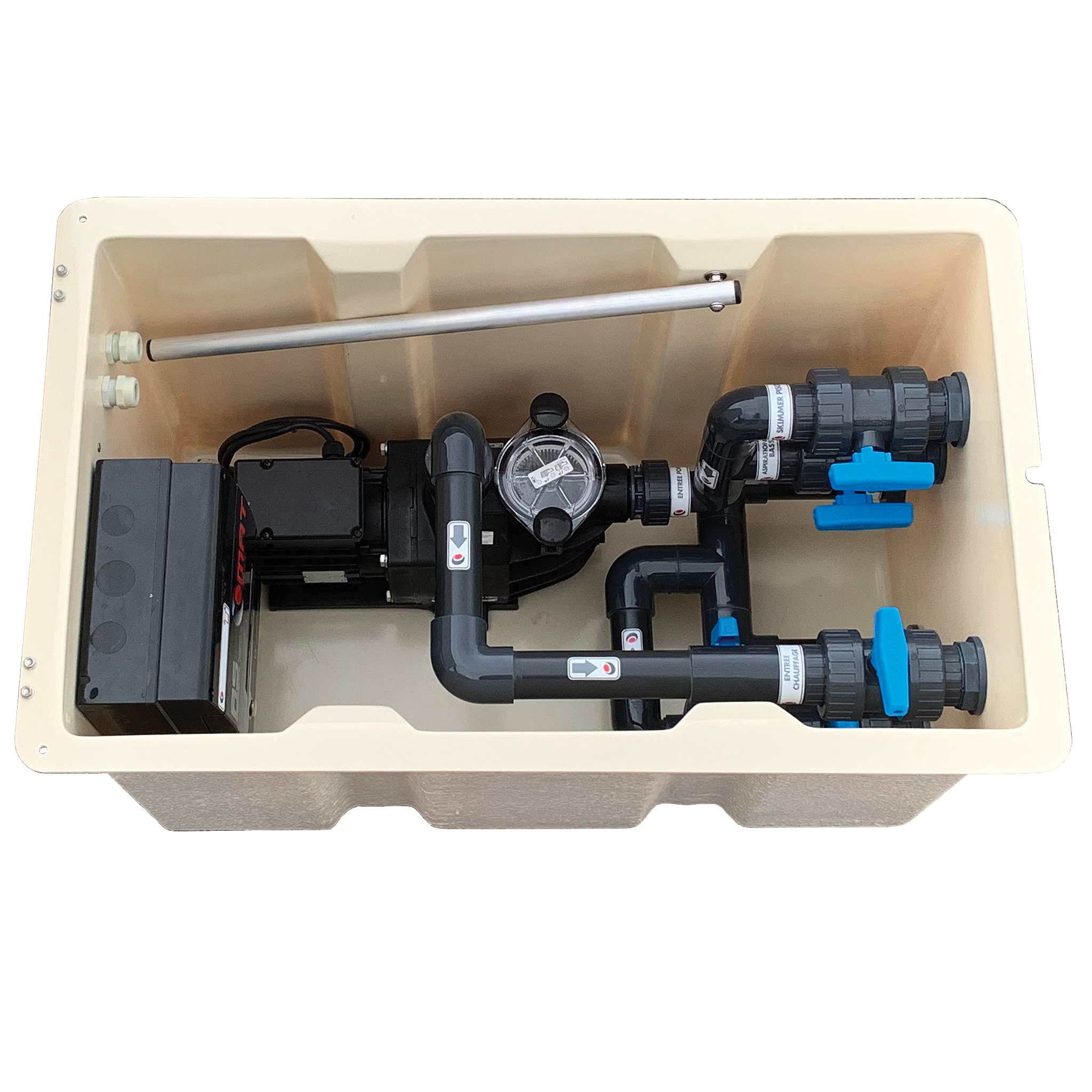 Local technique équipé pour skimmer filtrant