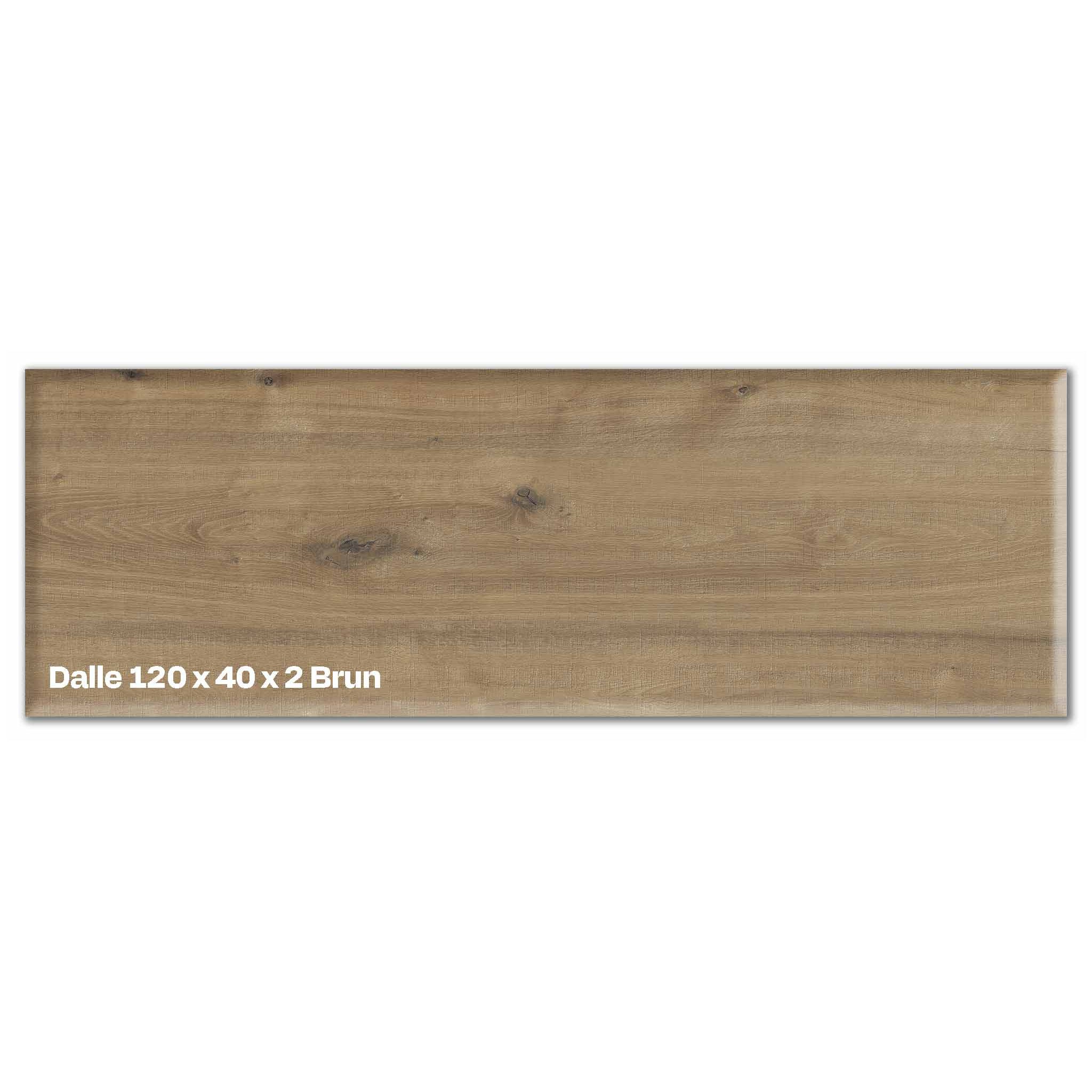 Dalles grès cérame effet bois 120x40 – Terrasse brun 