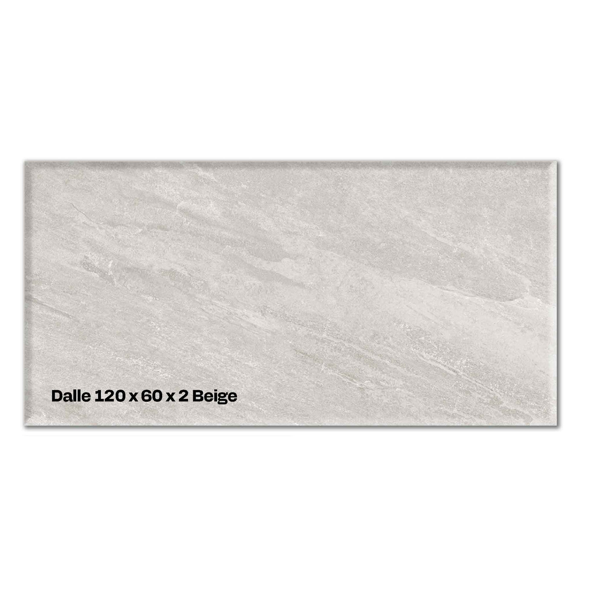 Dalles grès cérame 120x60x2 cm – Terrasse piscine beige