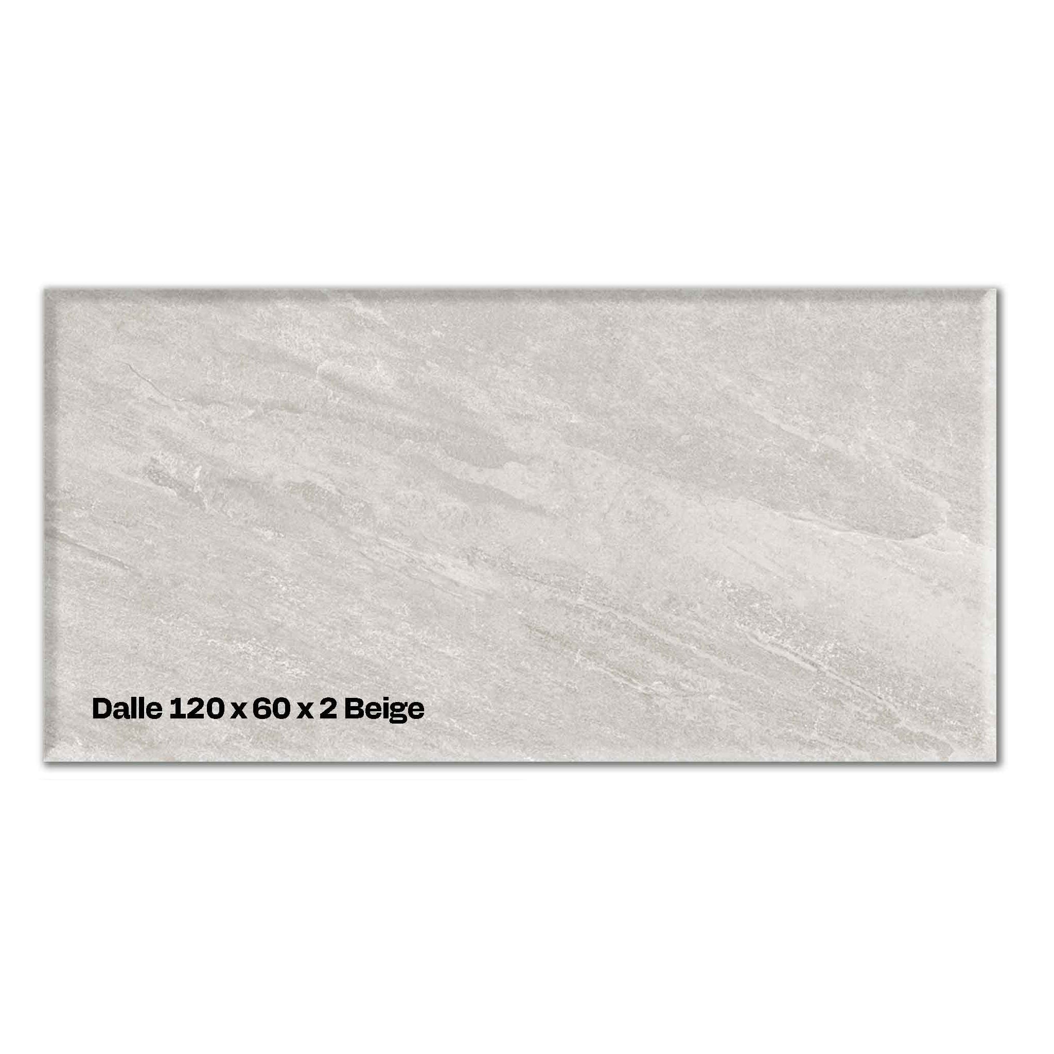 Dalles grès cérame 120x60x2 cm – Terrasse piscine beige