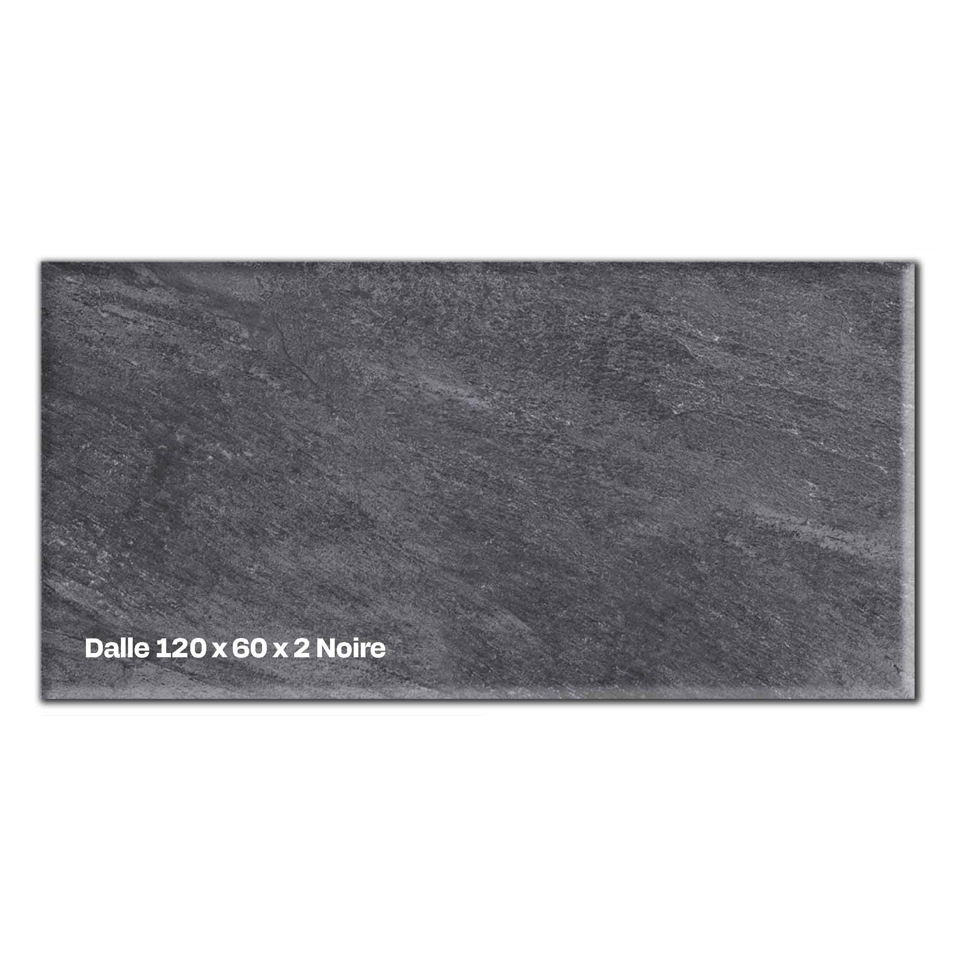 Dalles grès cérame 120x60x2 cm – Terrasse piscine noire 