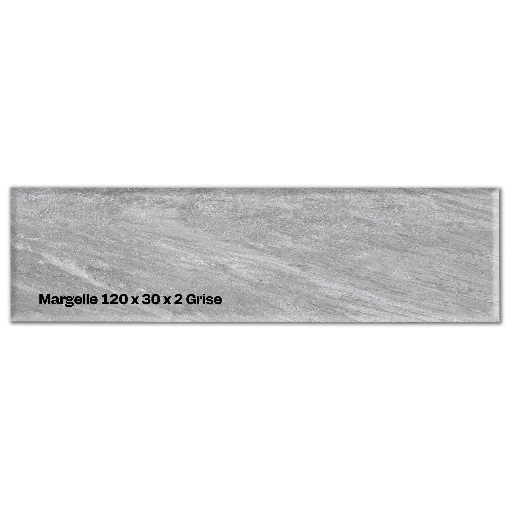 Margelle grès cérame 120x30 – Bord droit piscine grise