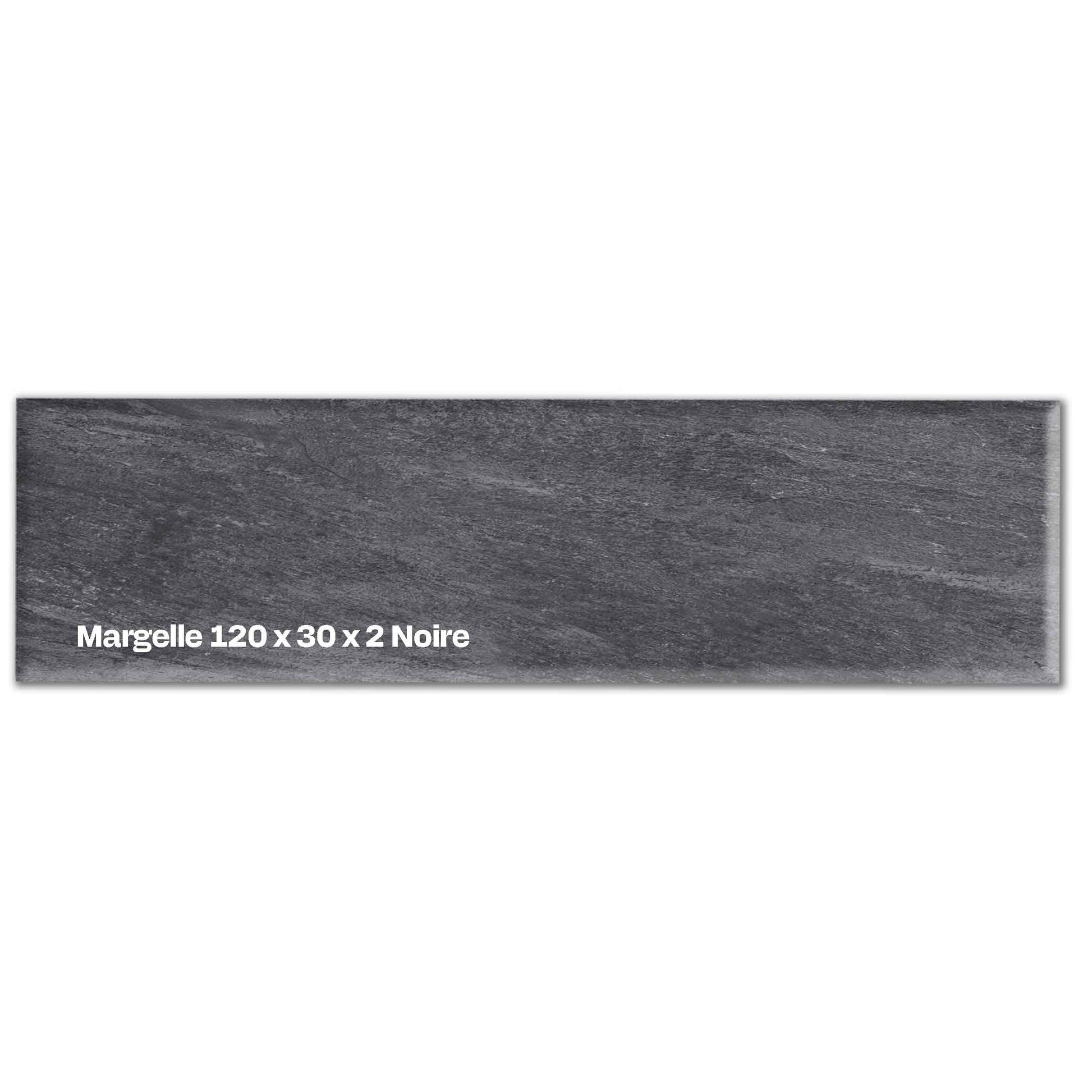 Margelle grès cérame 120x30 – Bord droit piscine noire