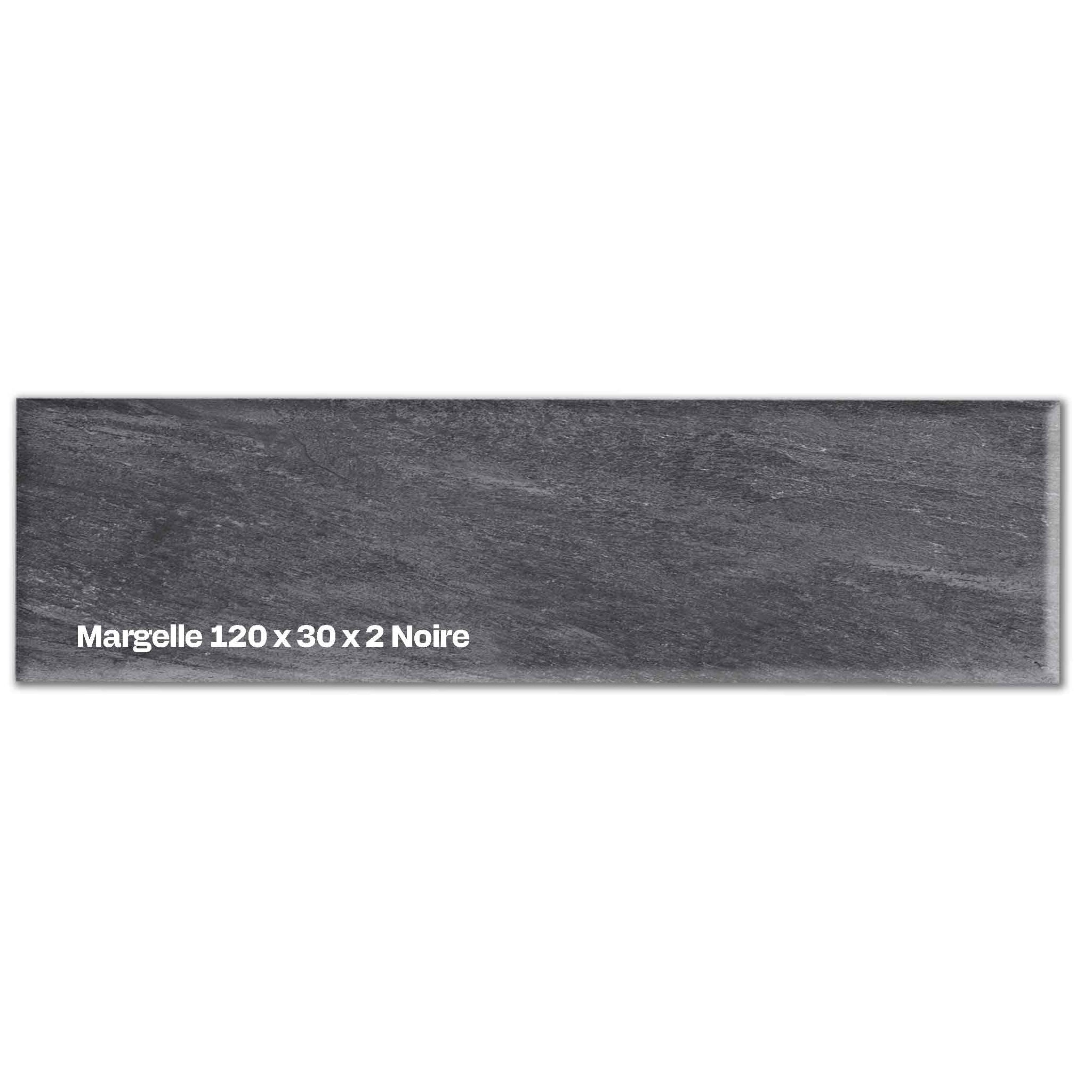 Margelle grès cérame 120x30 – Bord droit piscine noire
