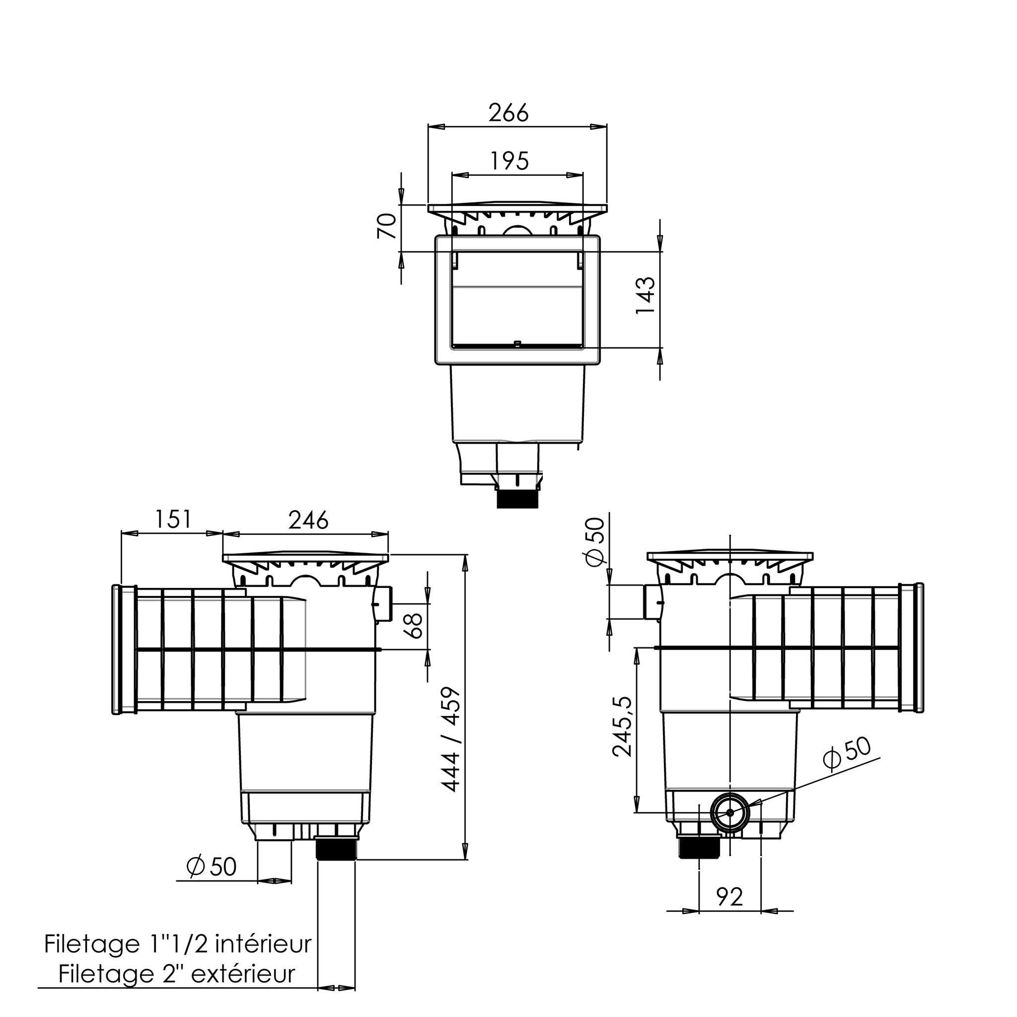 schéma Skimmer ACIS A200 Design pour piscine béton et liner