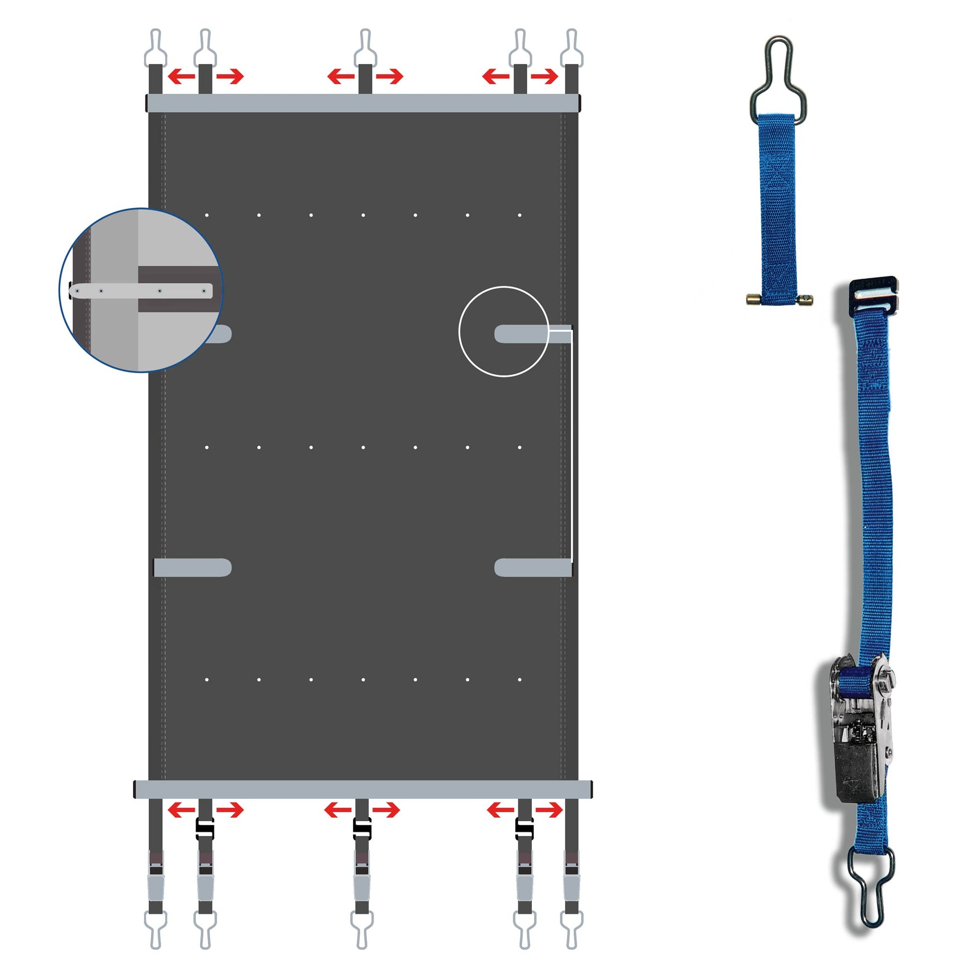 Bâche à barres Access 580 g/m² piscine | Sécurité & protection kit