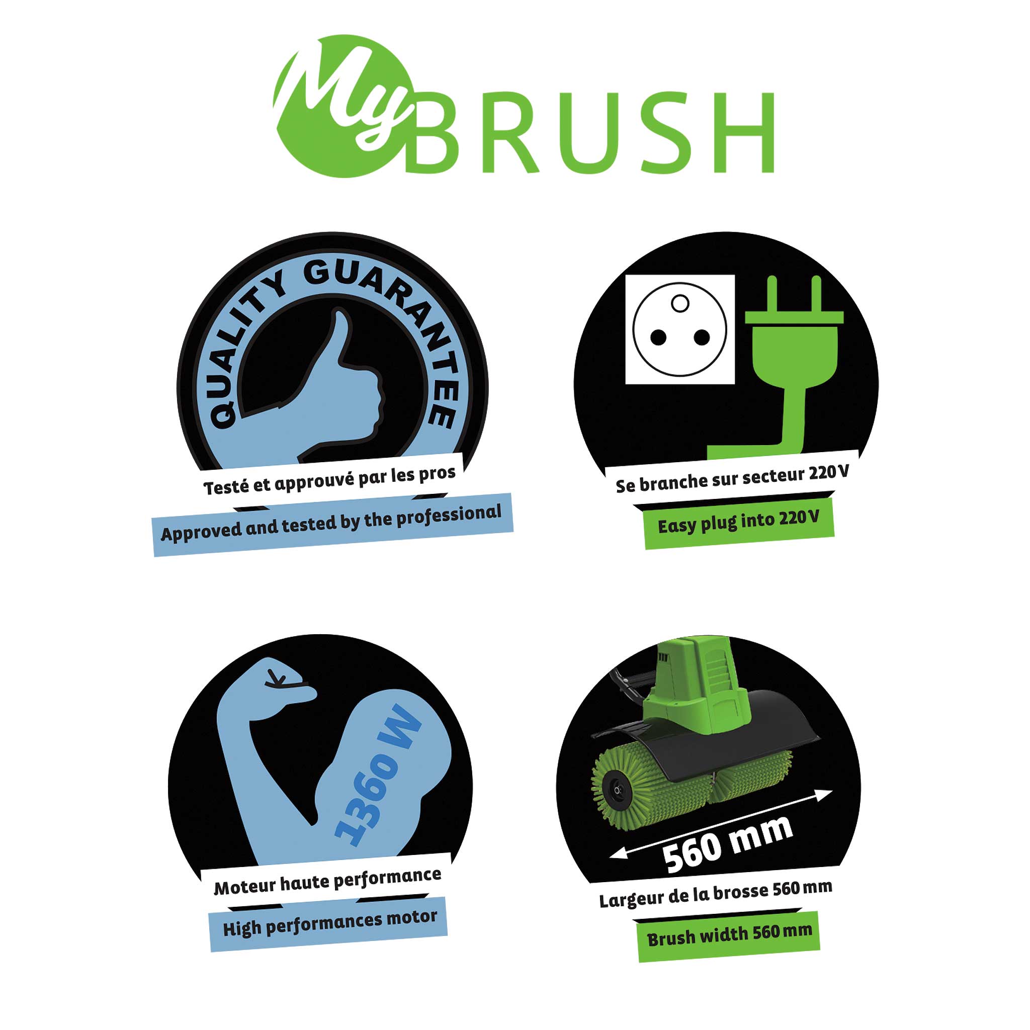 Brosse à gazon synthétique – Entretien facile pictos