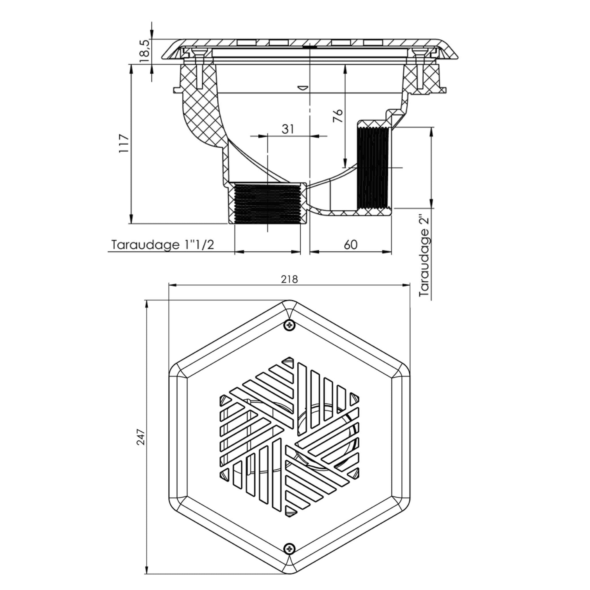Bonde de fond design ACIS 2" schéma
